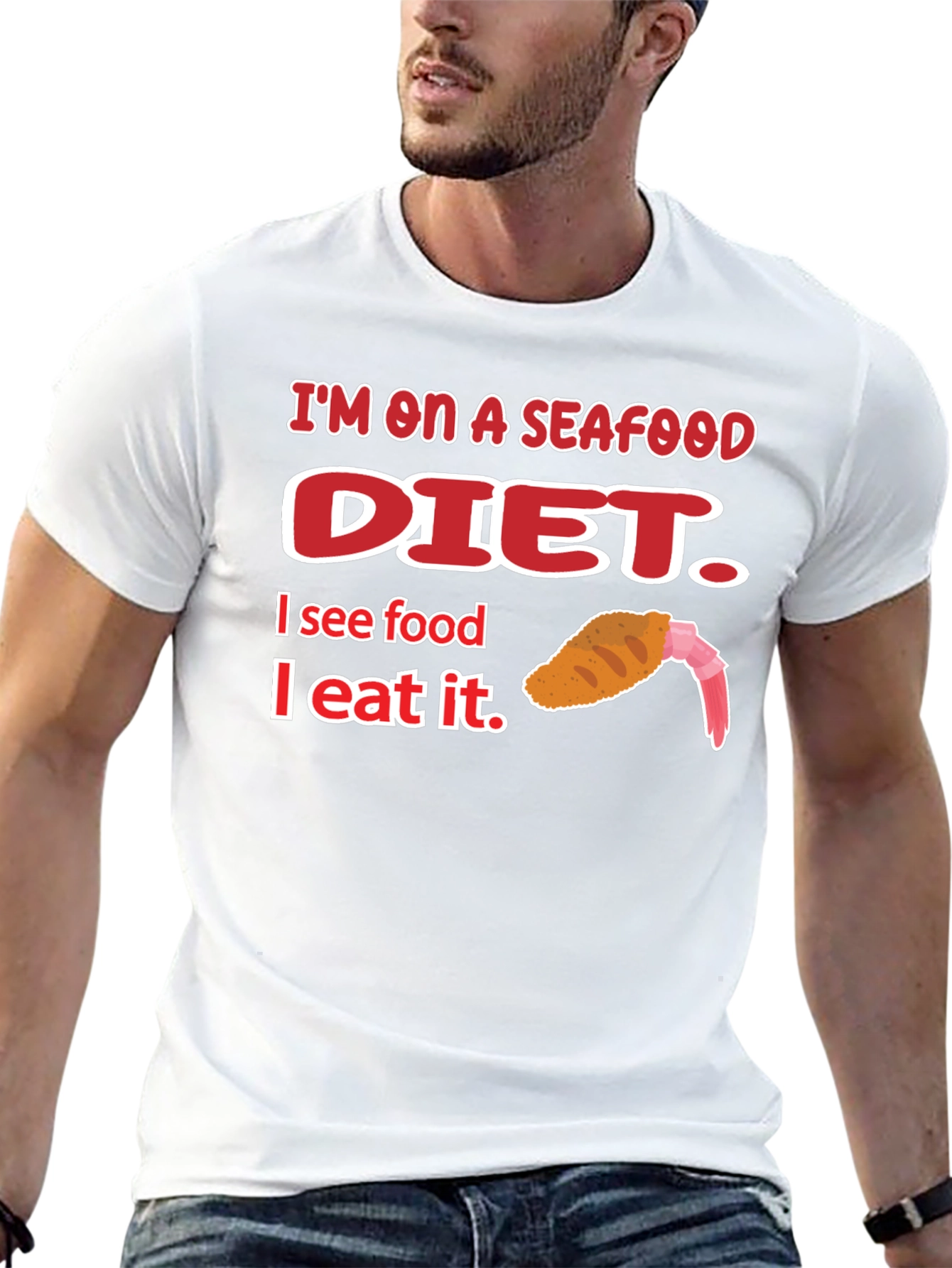 Seafood Diet Graphic T-Shirt Funny Foodie Tee