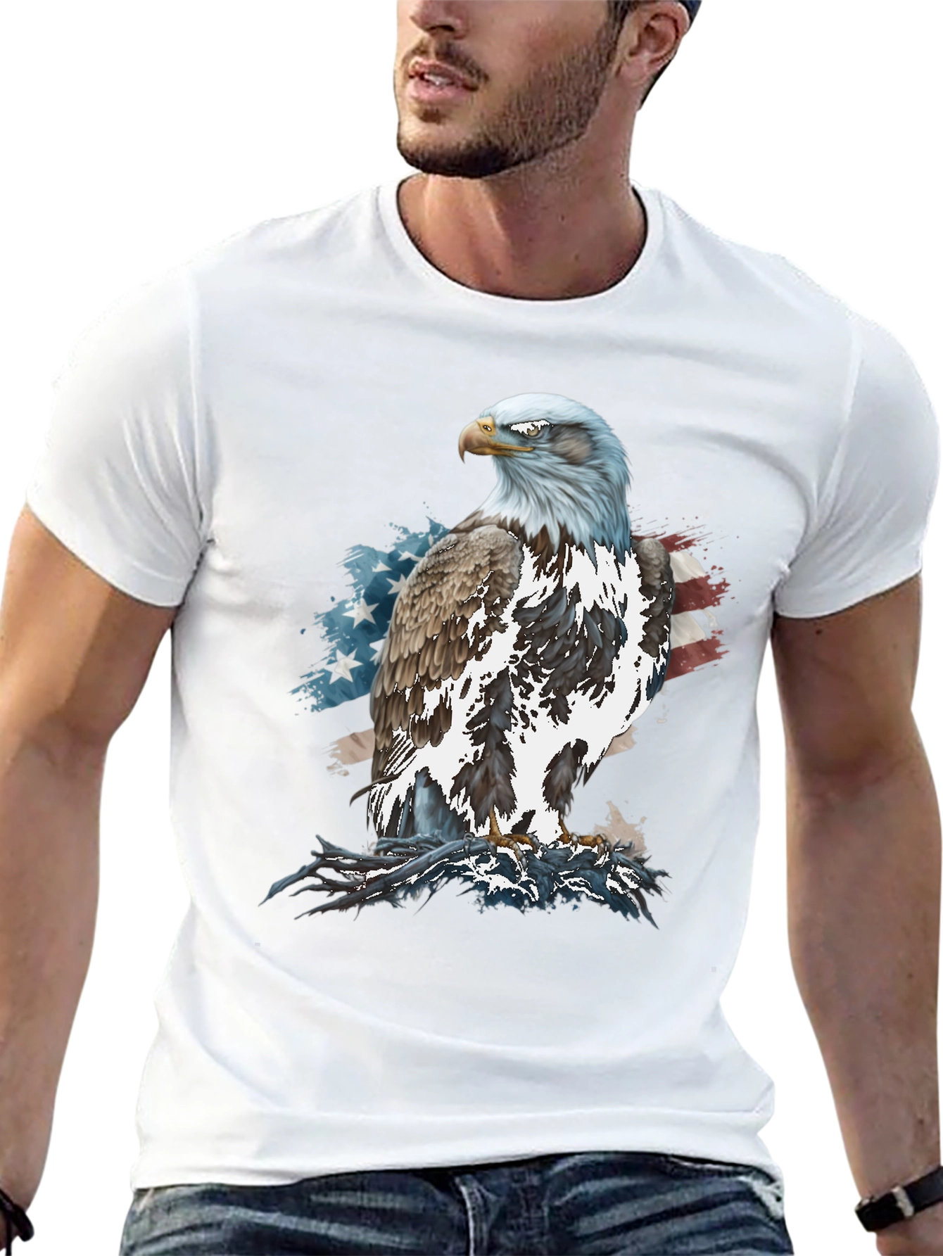 Bald Eagle American Flag Graphic T-Shirt