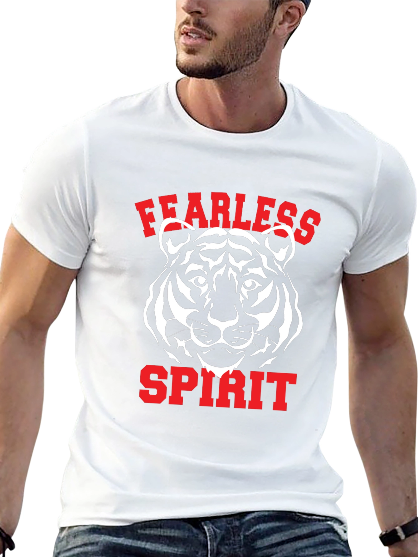 Fearless Spirit Tiger Graphic Tee - Black Cotton T-Shirt
