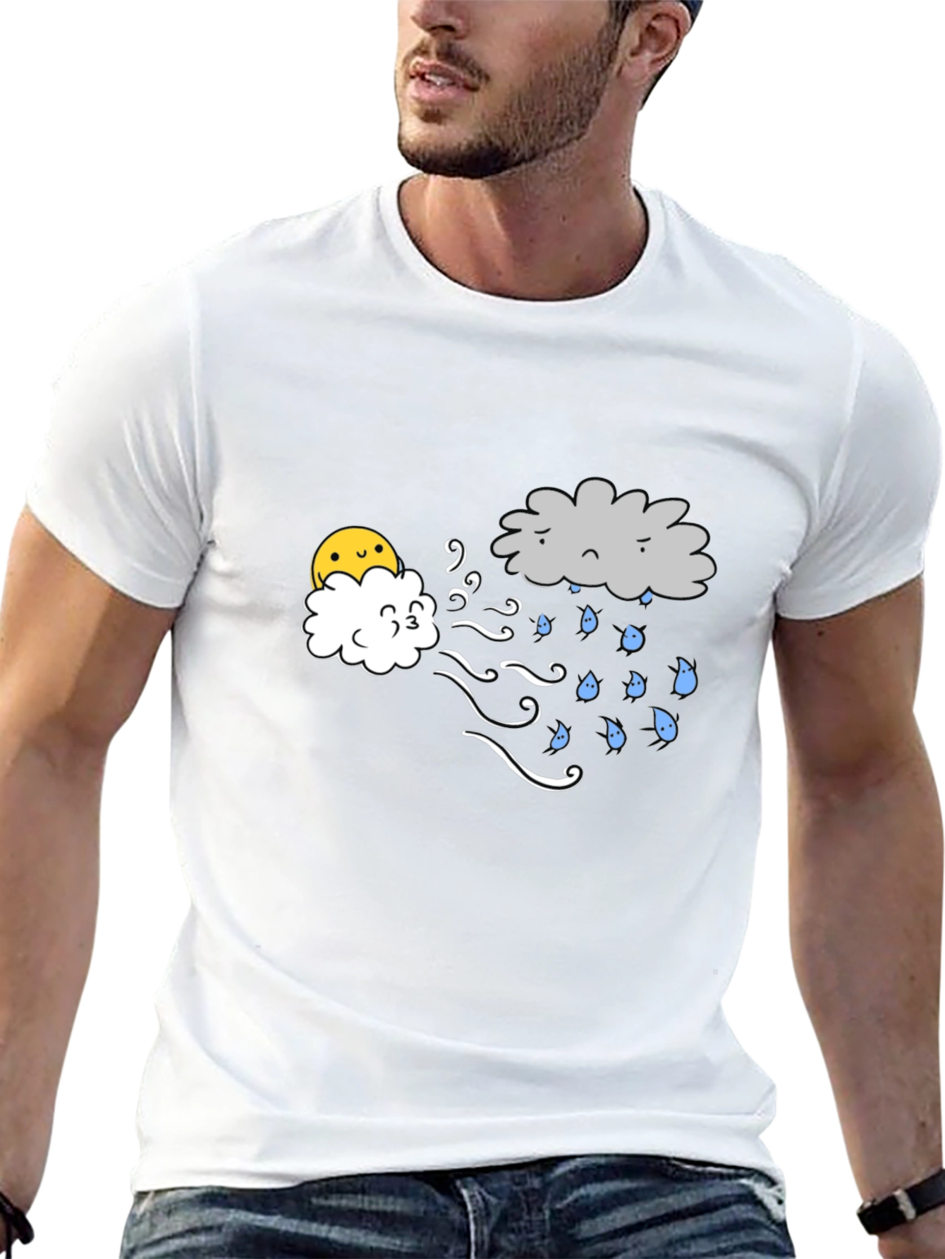 Funny Weather Cloud Graphic Tee - Black