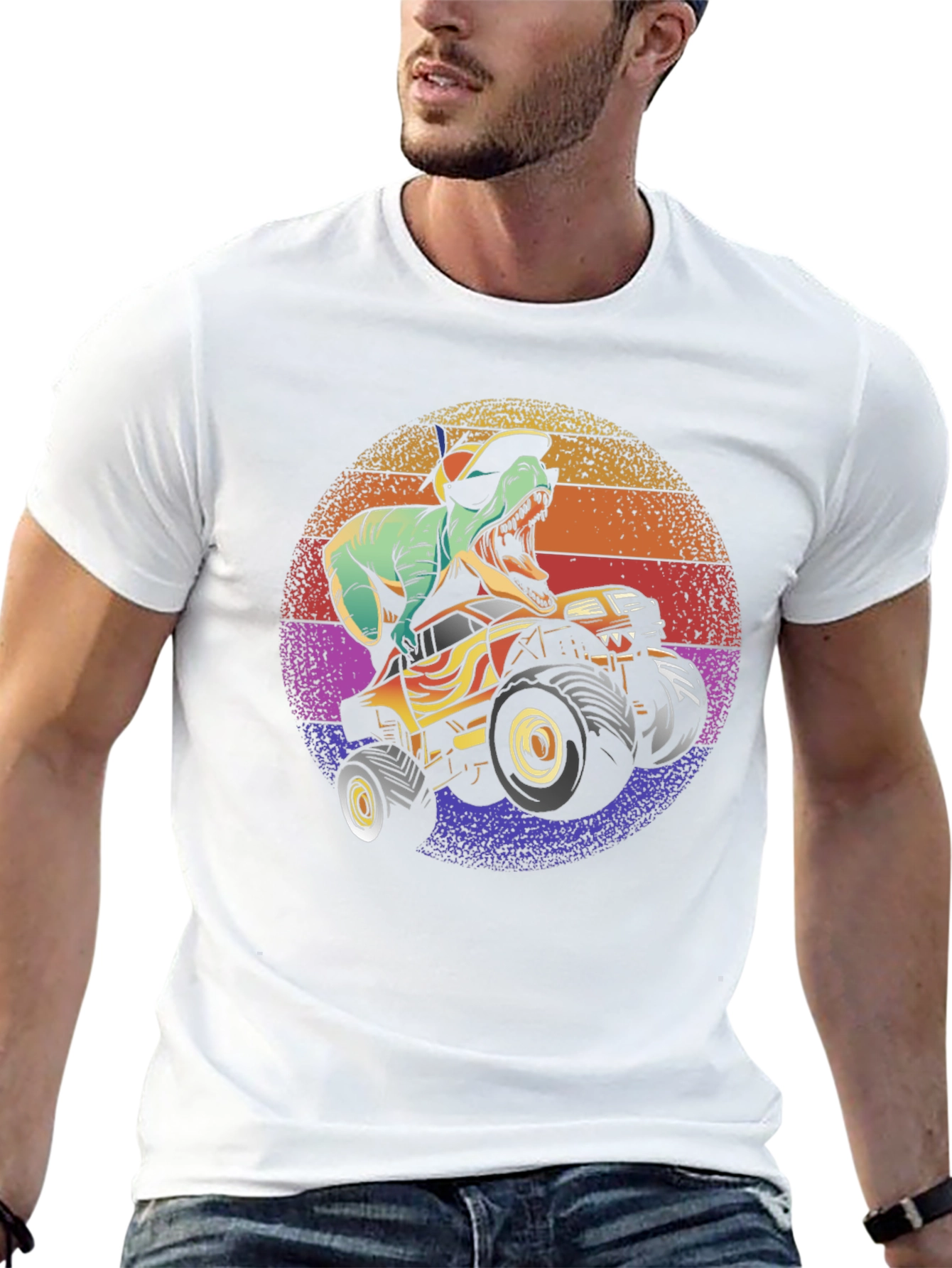 Dino Monster Truck Graphic Tee - Black