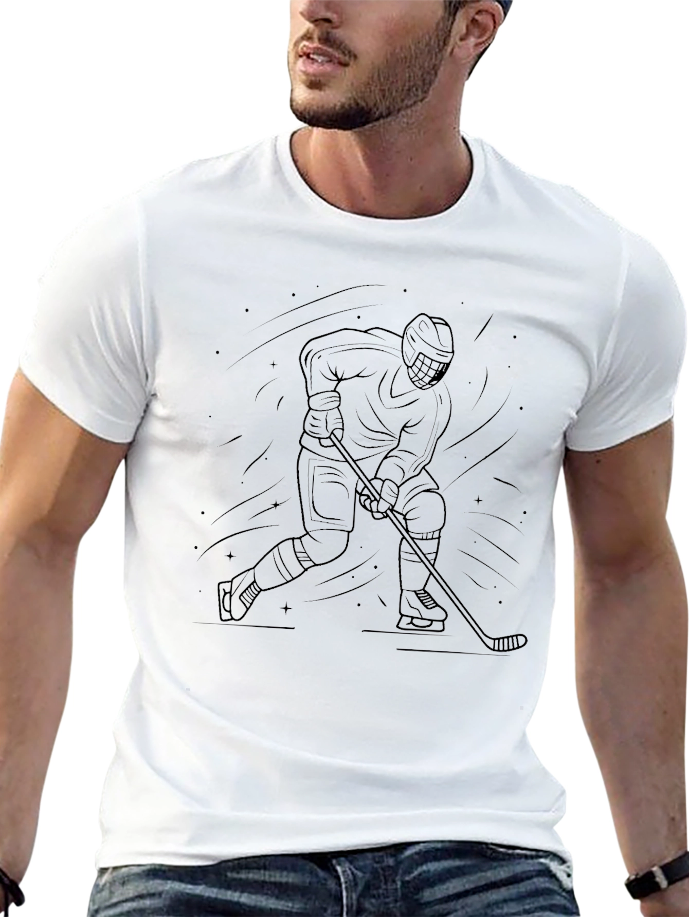 Black Hockey Player Graphic T-Shirt