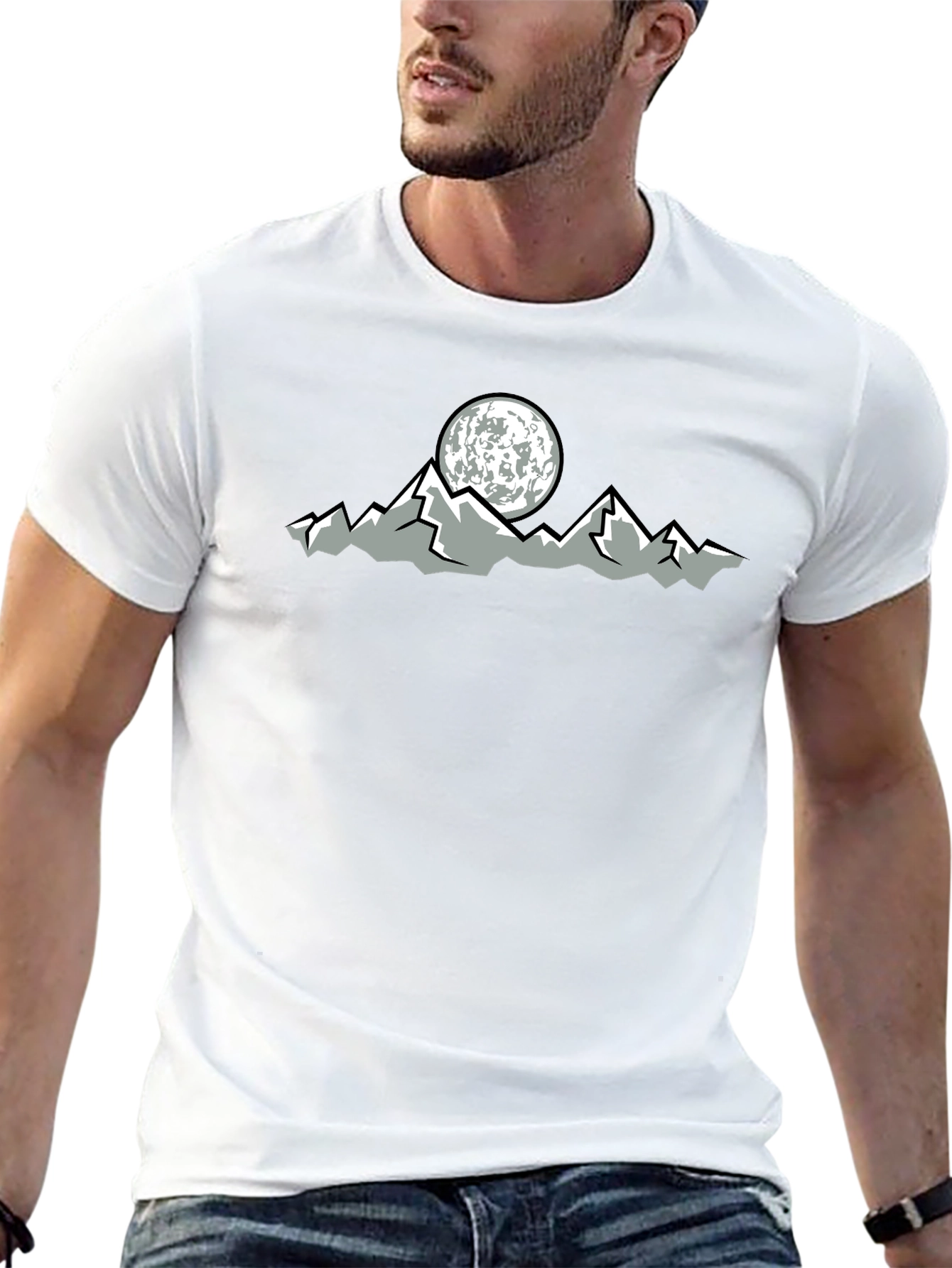 Mountain Moon Graphic Black T-Shirt