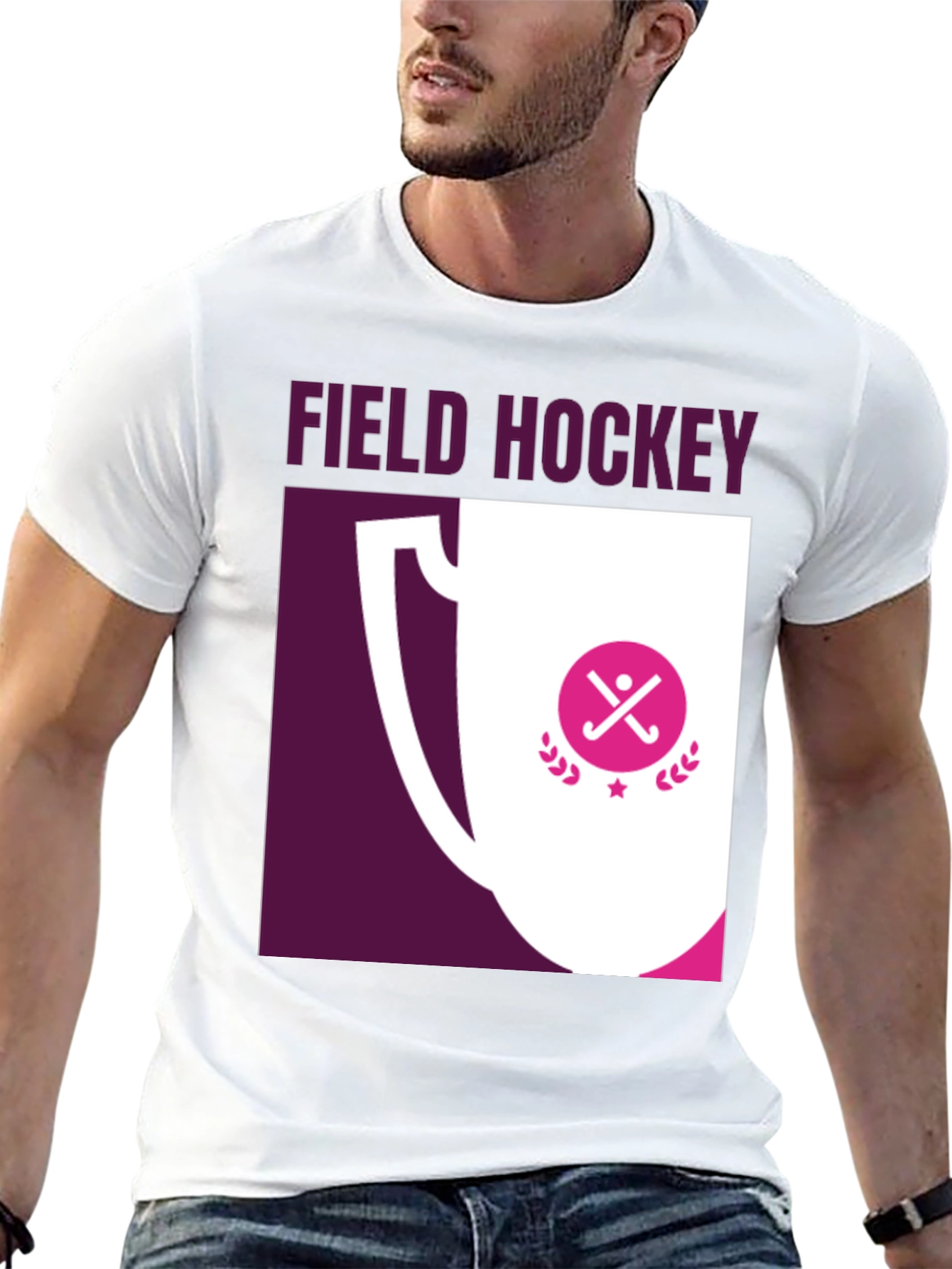 Field Hockey Trophy Graphic Tee - Sporty T-Shirt