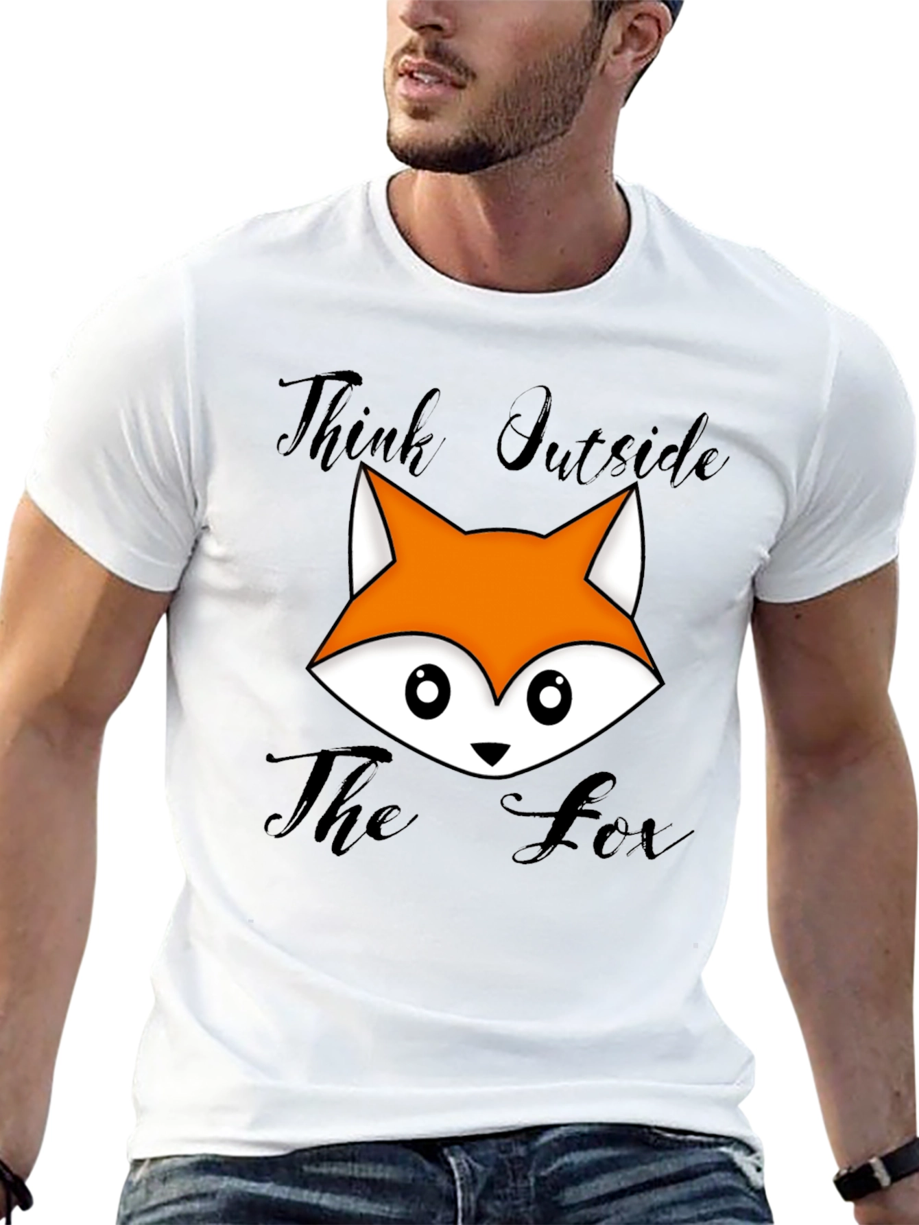 Think Outside The Fox Graphic T-Shirt - Black