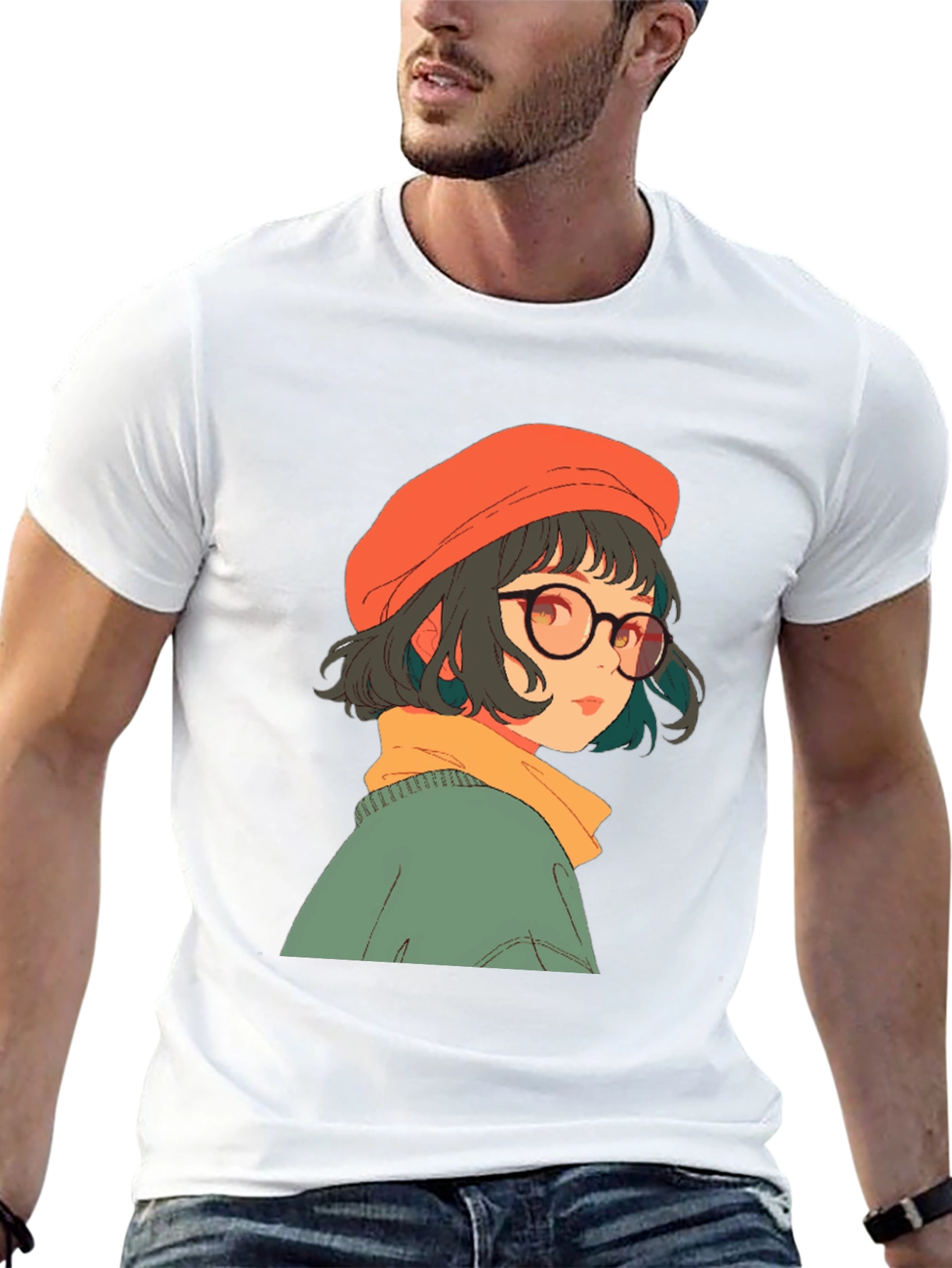 Anime Girl Graphic Print Black Tee