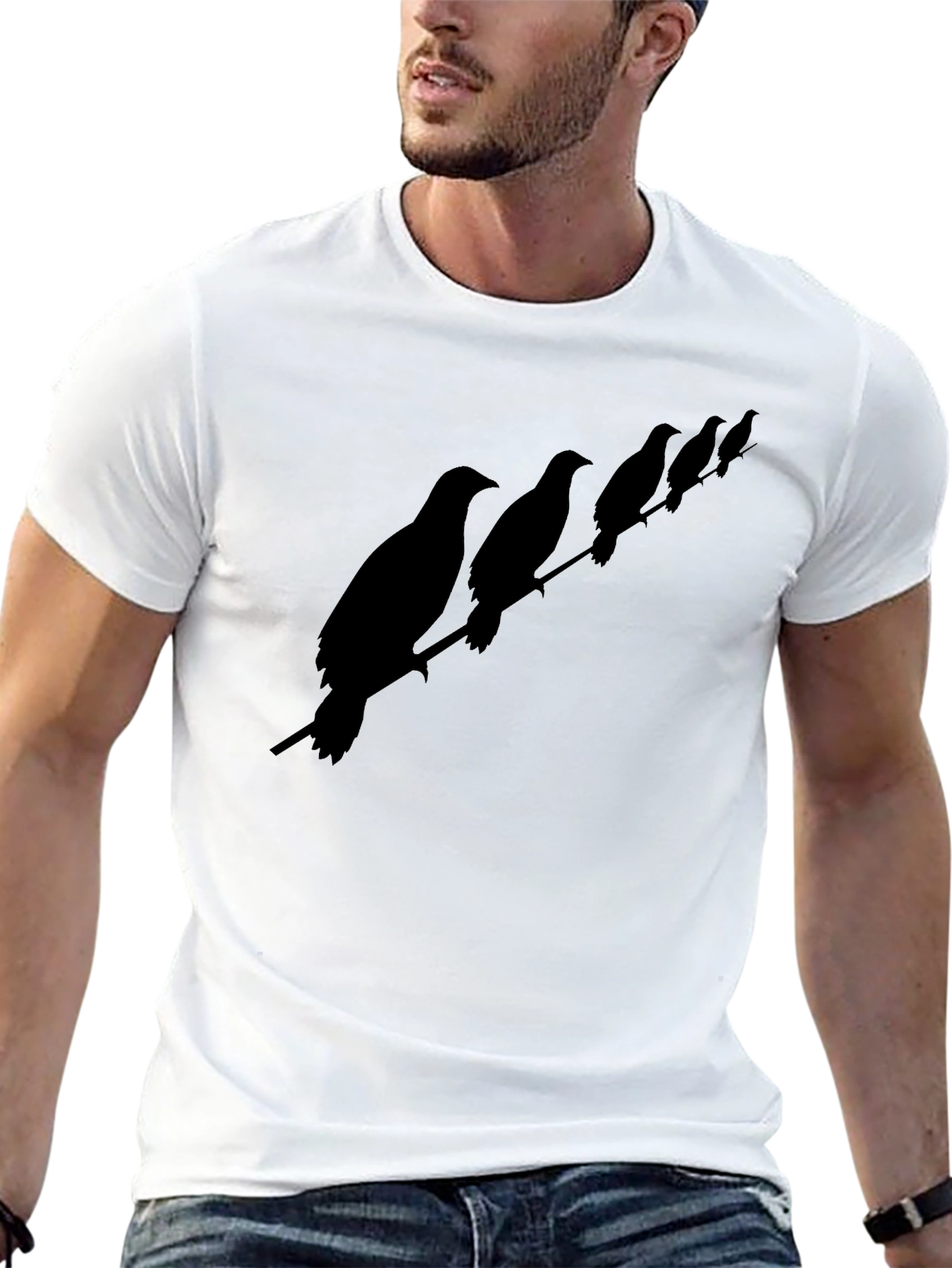 Birds on a Wire Mens T-Shirt - Black