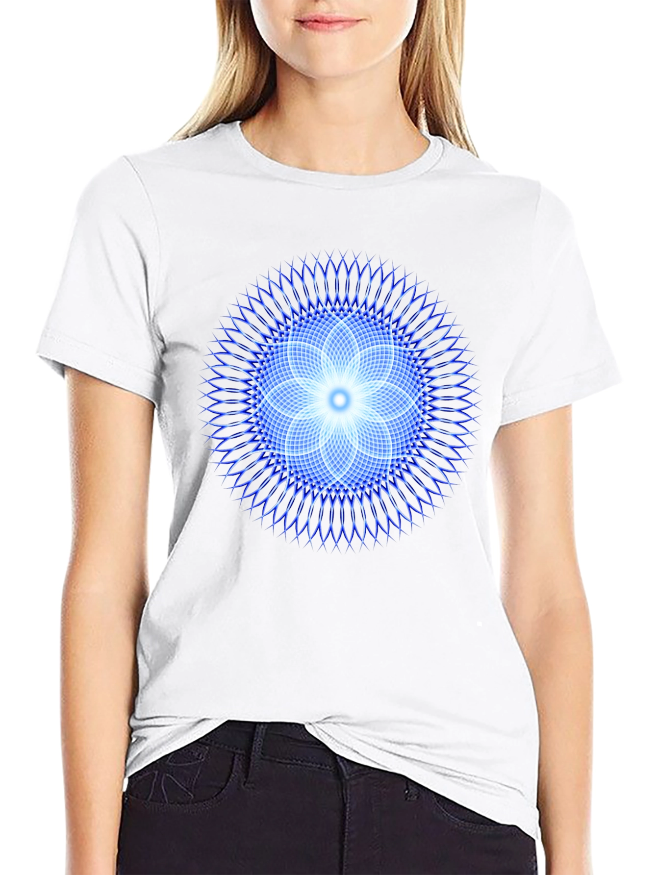 Geometric Flower T-Shirt - Black