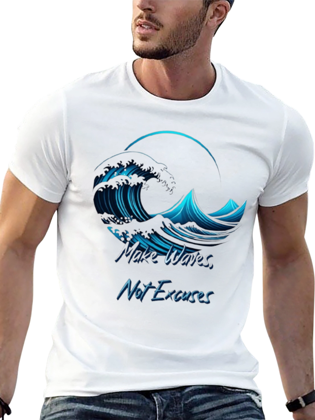 Motivation Wave Graphic Black T-Shirt