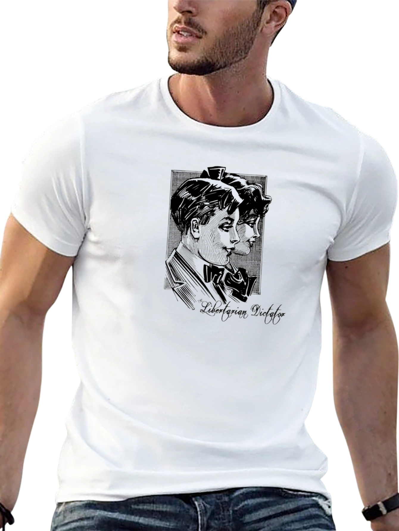 Retro Double Portrait Black T-Shirt