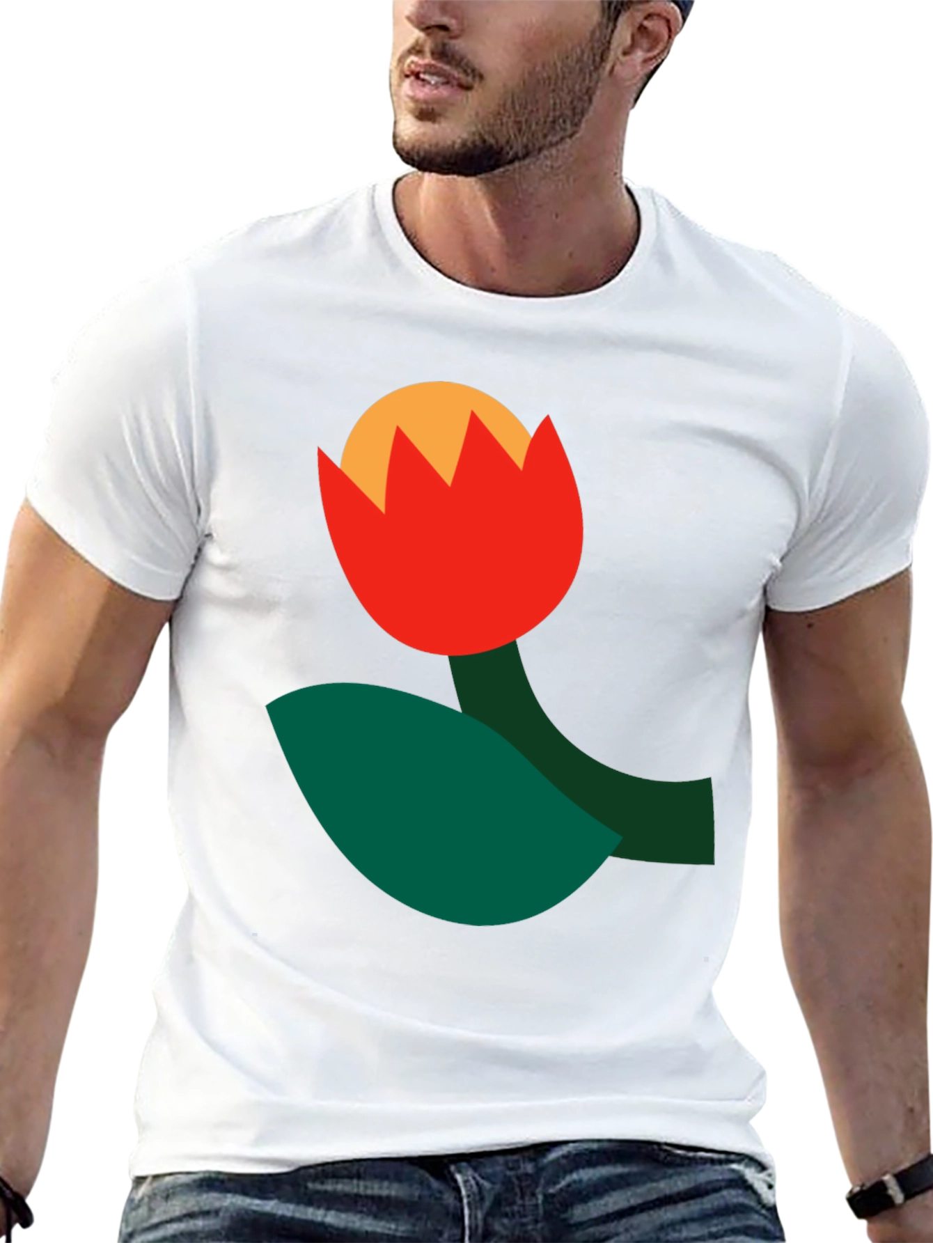 Abstract Flower Graphic Tee - Black