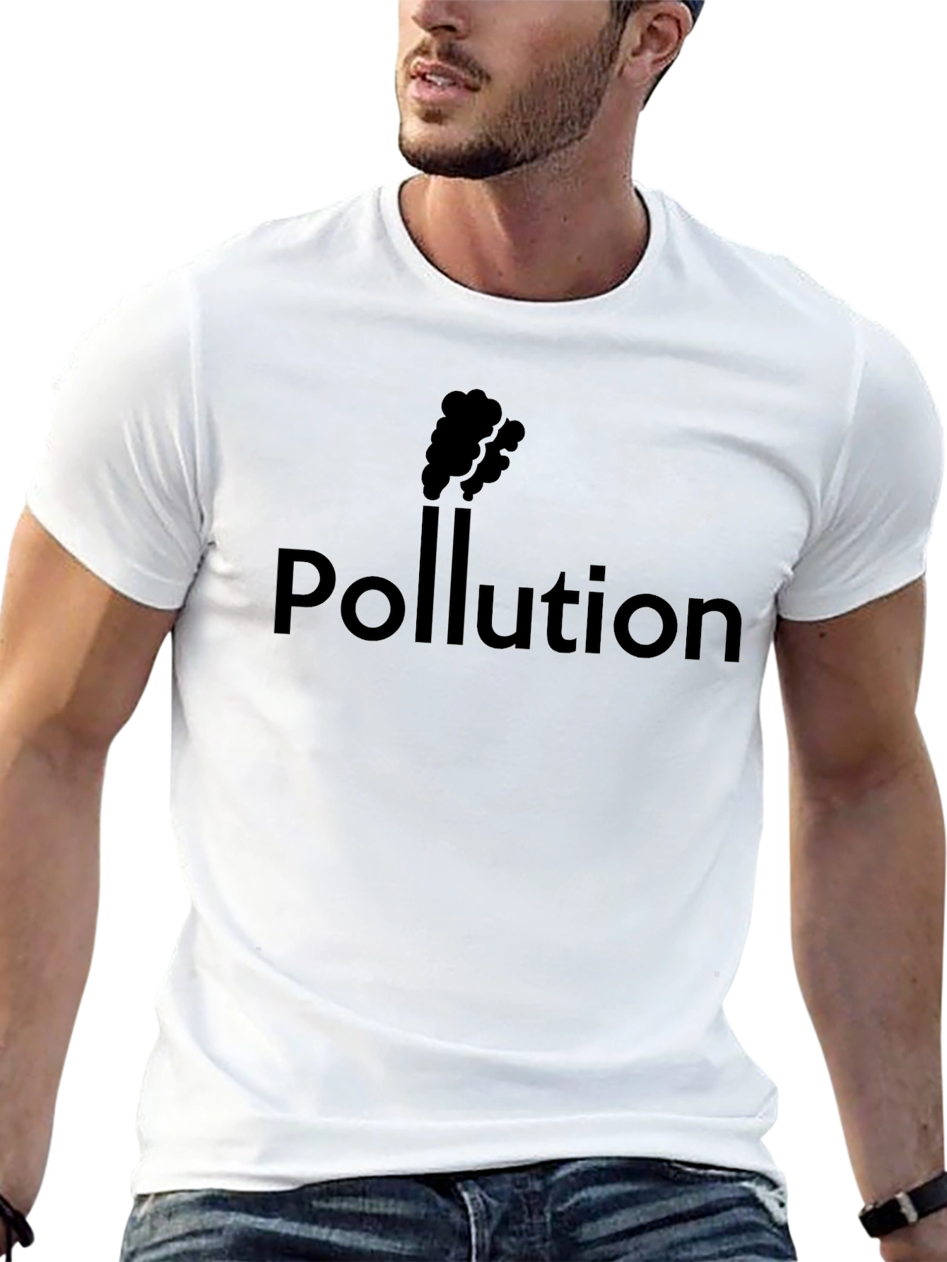 Pollution Graphic Tee - Black Cotton T-Shirt