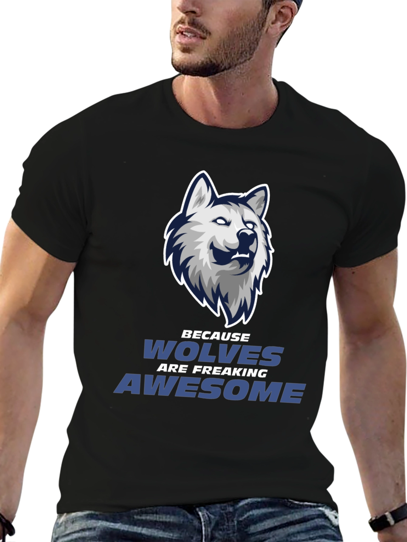 Wolf Graphic Tee - Wolves Are Awesome Black T-Shirt