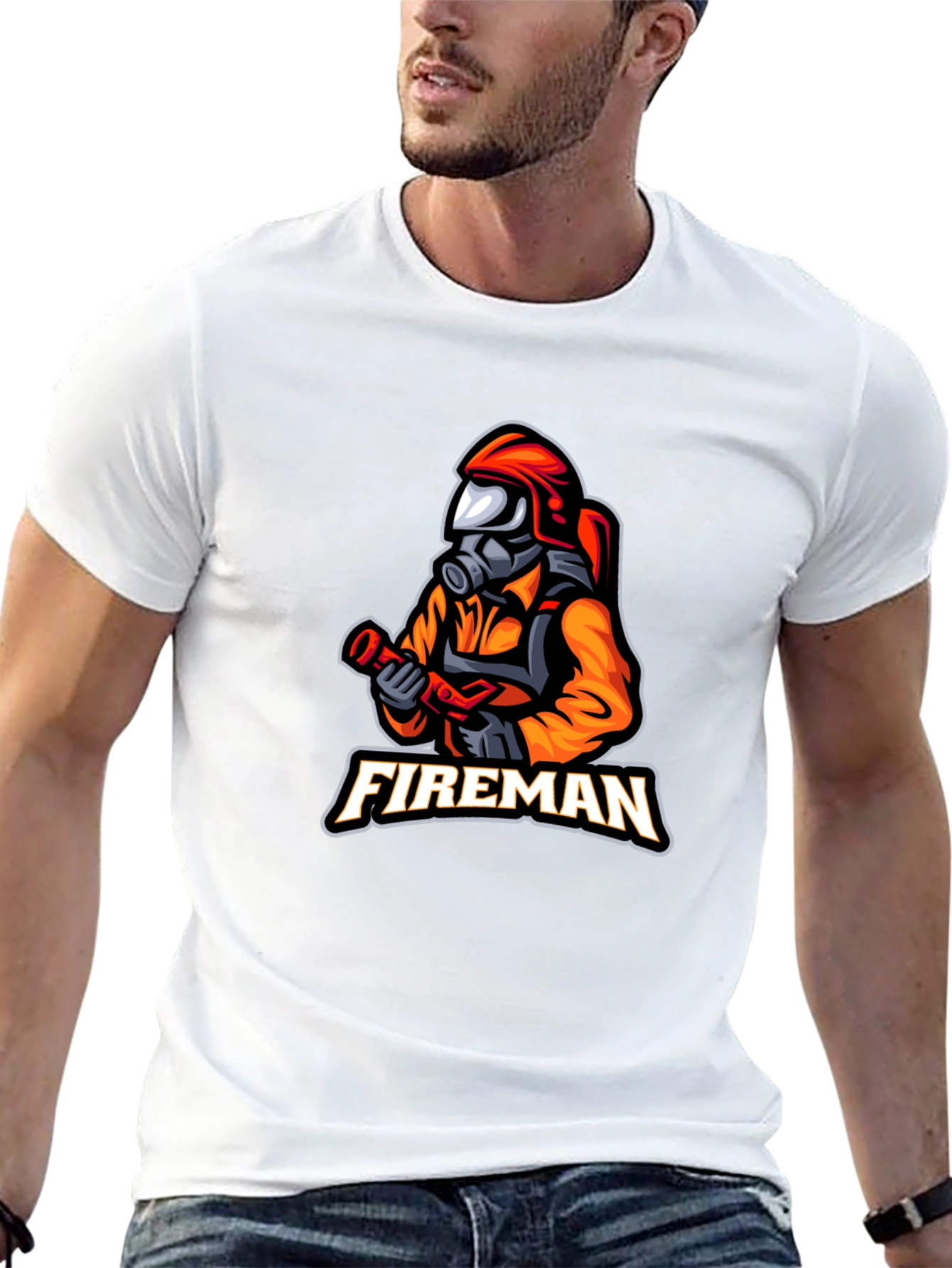 Fireman Graphic T-Shirt - Black Casual Tee