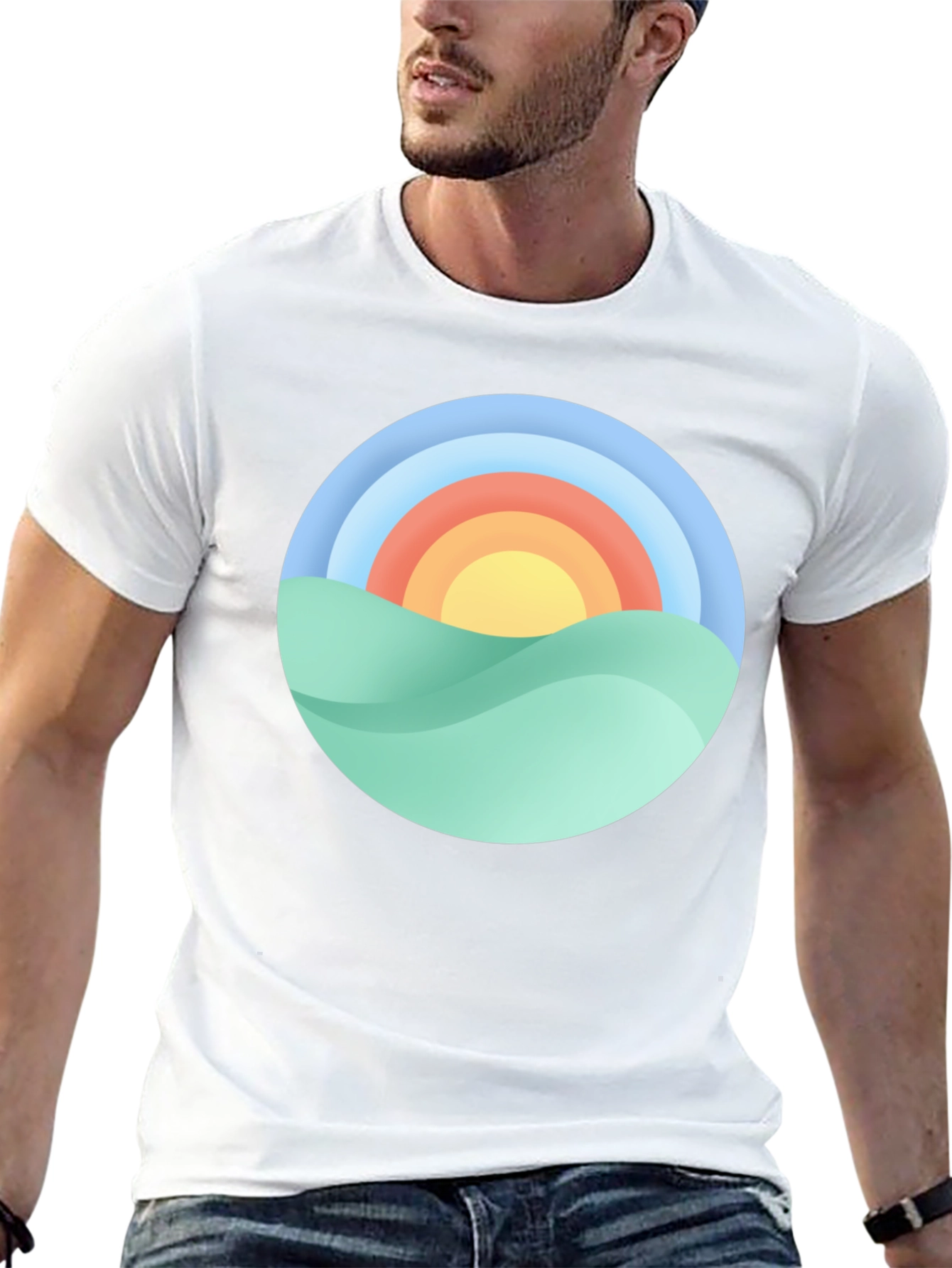 Sunset Graphic Print Crew Neck T-Shirt