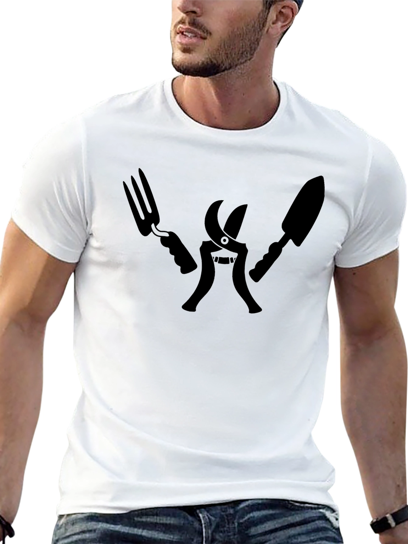 Gardening Tool T-Shirt - Black Crew Neck