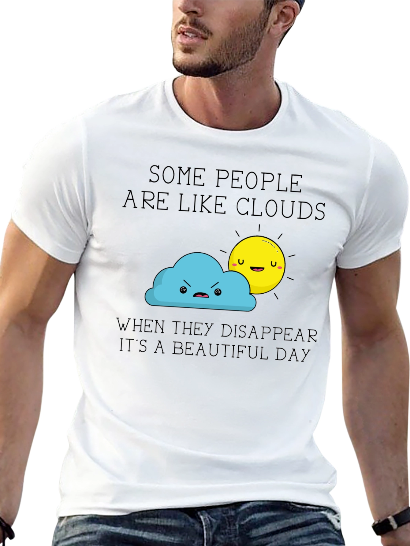 Funny Cloud & Sun Graphic Tee - Beautiful Day