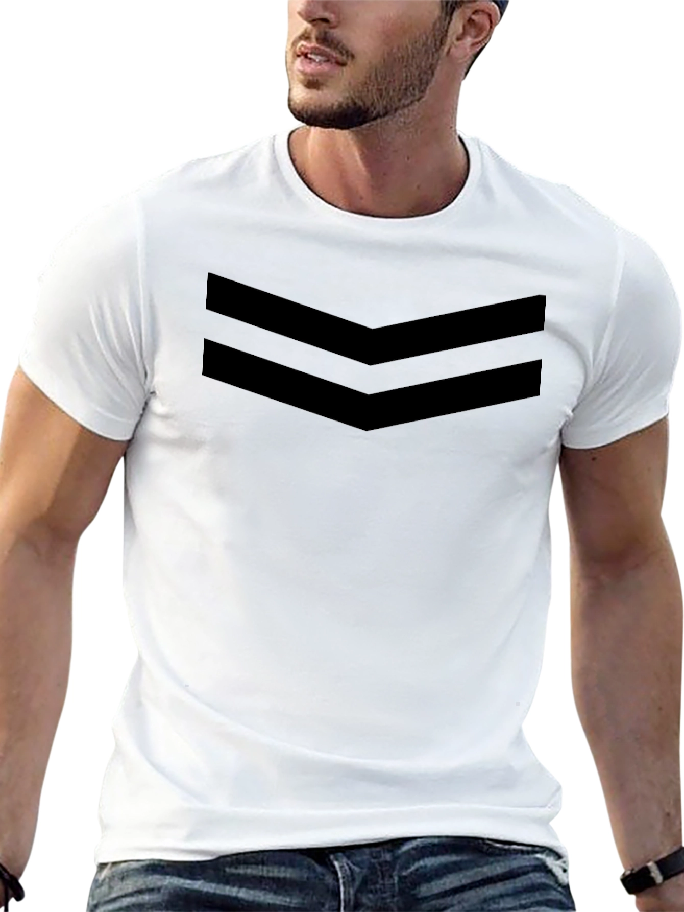 Stylish Black Chevron Tee - Modern Design