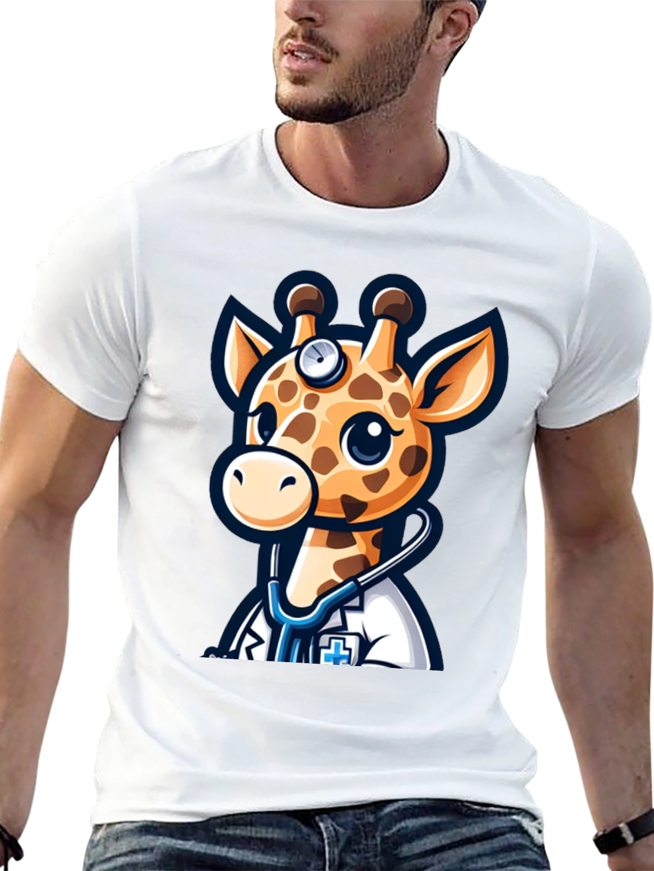Giraffe Doctor T-Shirt - Cute Cartoon Tee
