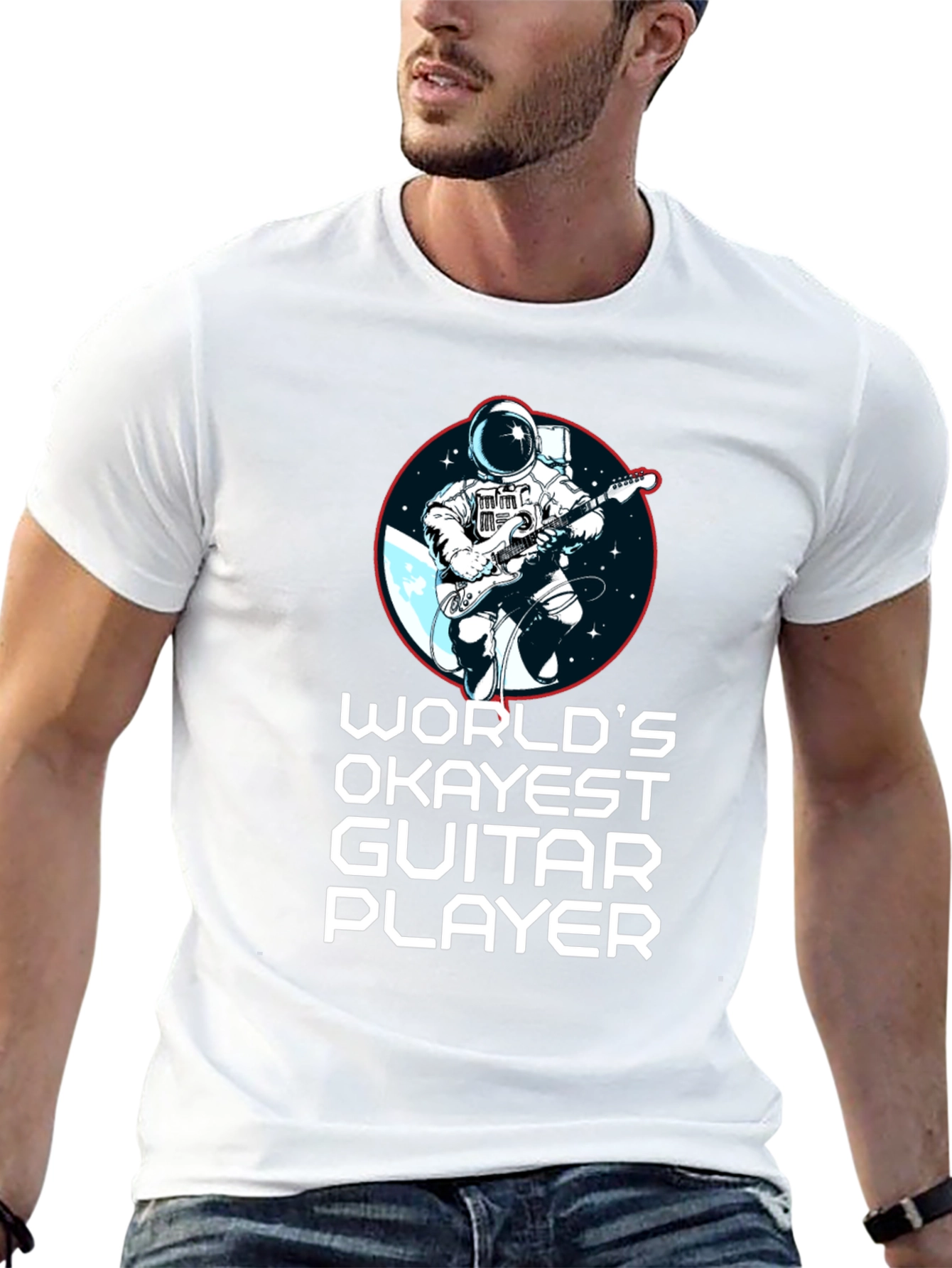 Worlds Okayest Guitar Player Black T-Shirt