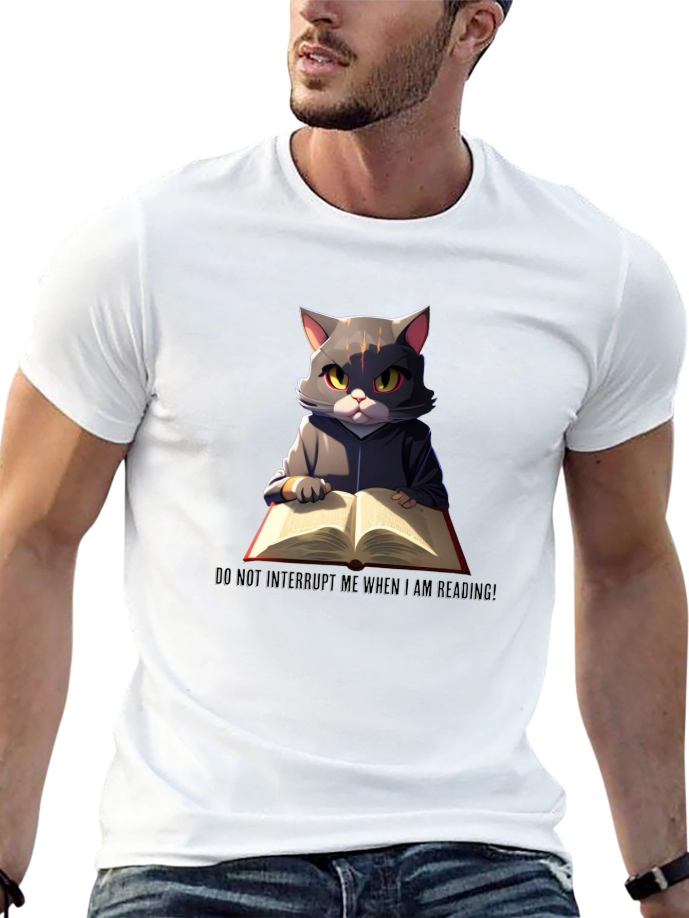 Reading Cat Graphic T-Shirt - Do Not Disturb