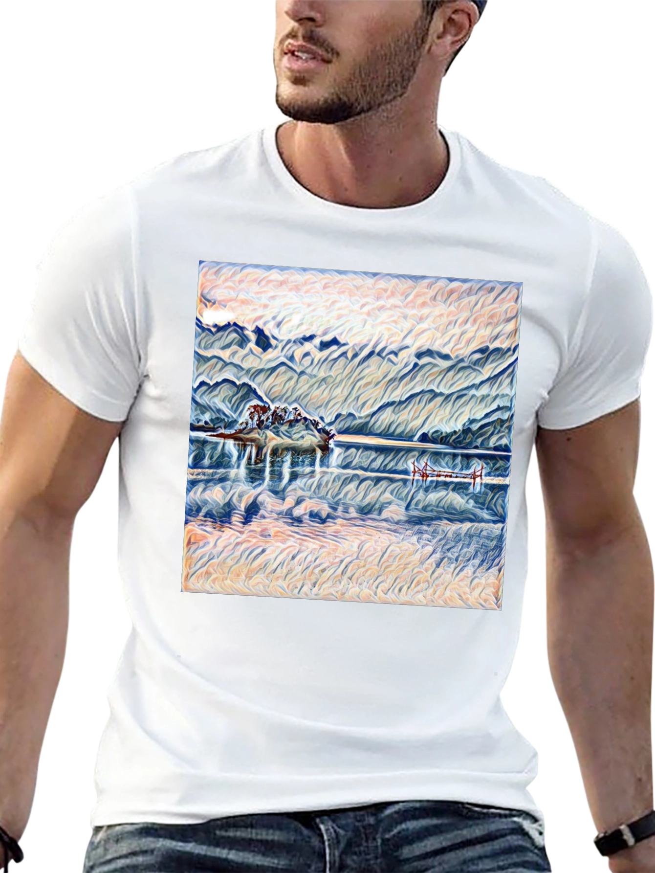 Mountain Lake View Graphic Tee - Relaxed Fit