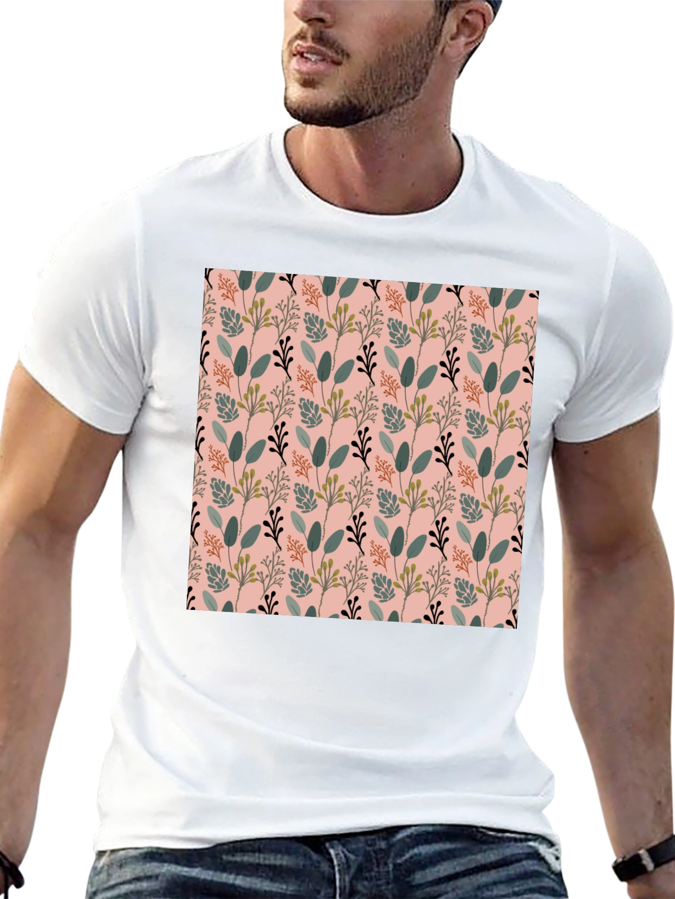 Botanical Print Black T-Shirt
