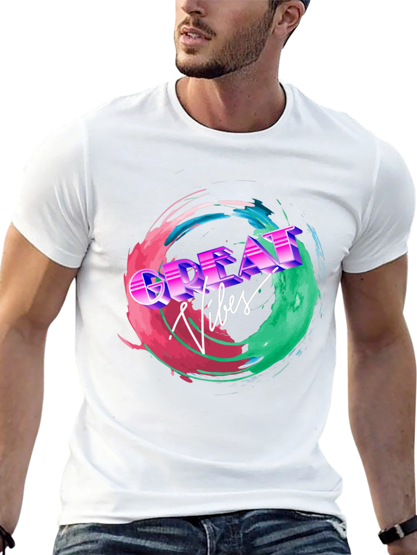 Great Vibes Graphic Tee - Retro Style