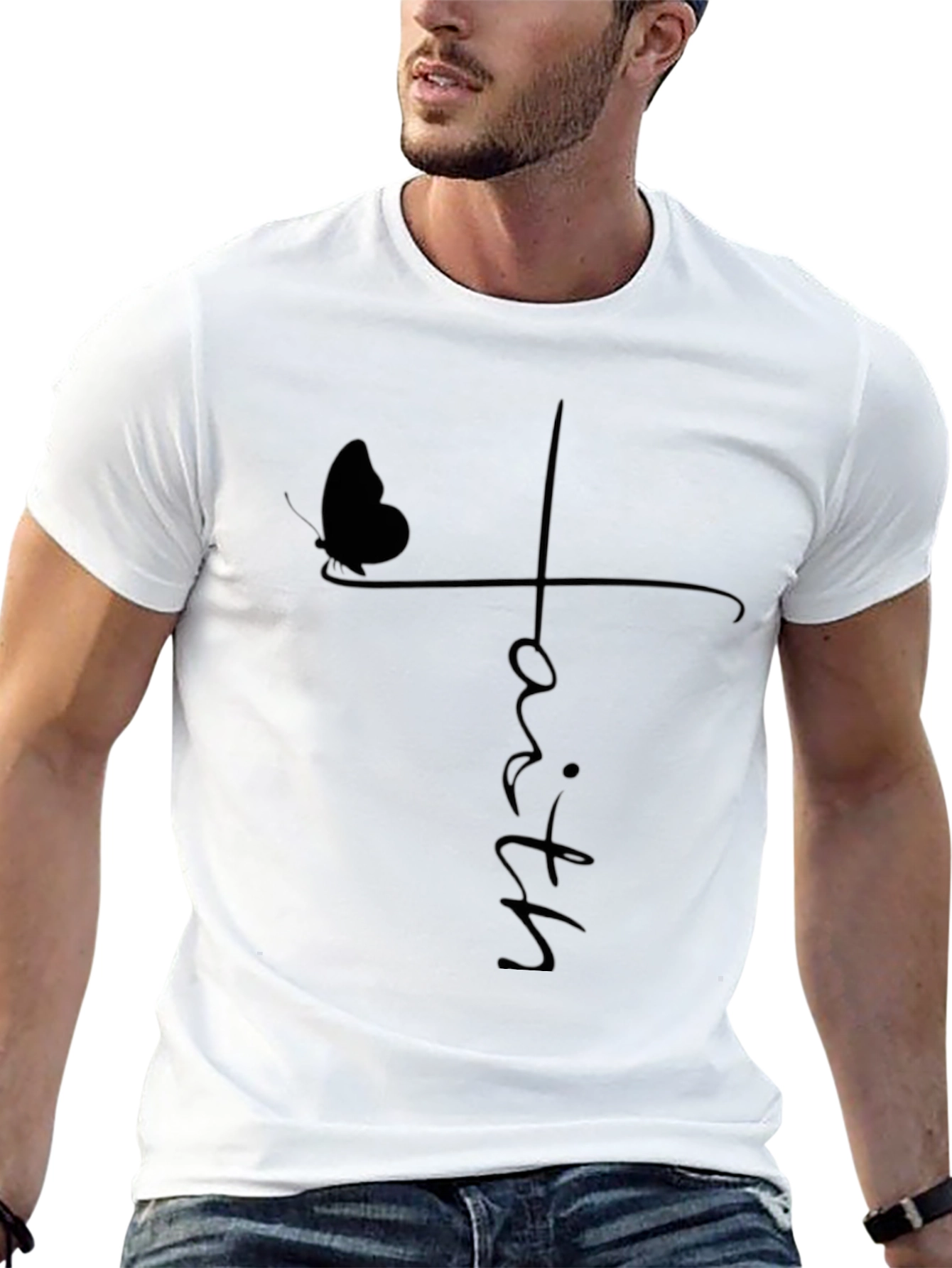 Faith Butterfly Graphic Tee - Unisex Black T-Shirt