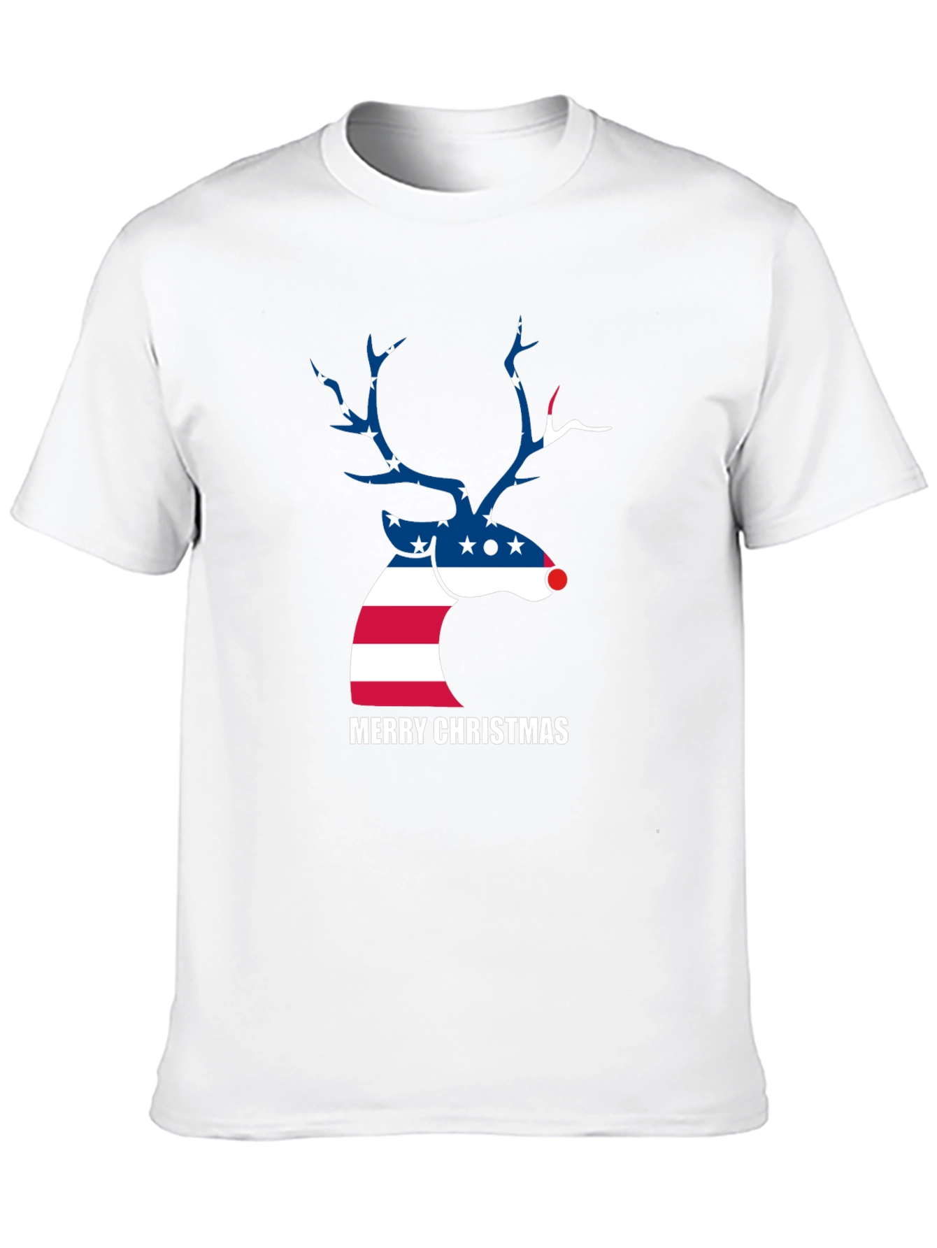 Patriotic Reindeer Christmas Graphic T-Shirt