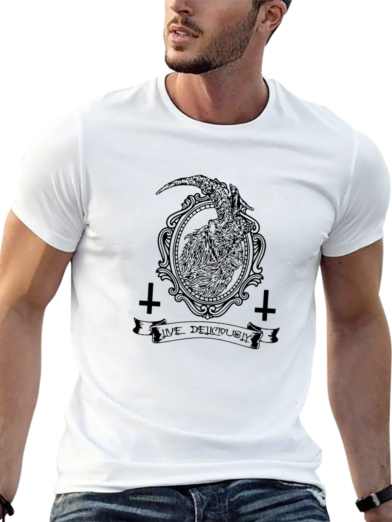 Live Deliciously Baphomet Black T-Shirt