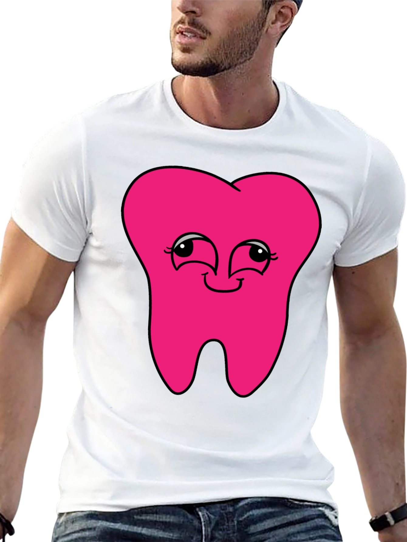 Funny Pink Tooth Graphic T-Shirt