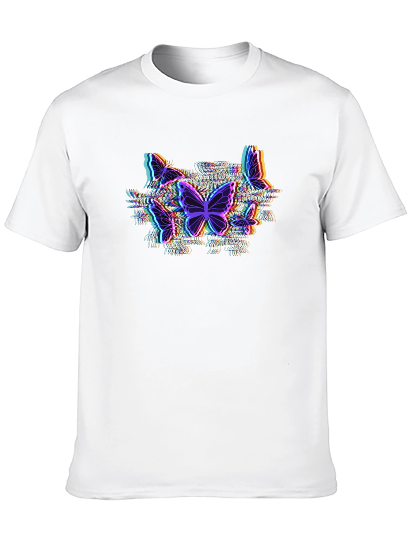 Butterfly Glitch Graphic Tee - Black Cotton T-Shirt