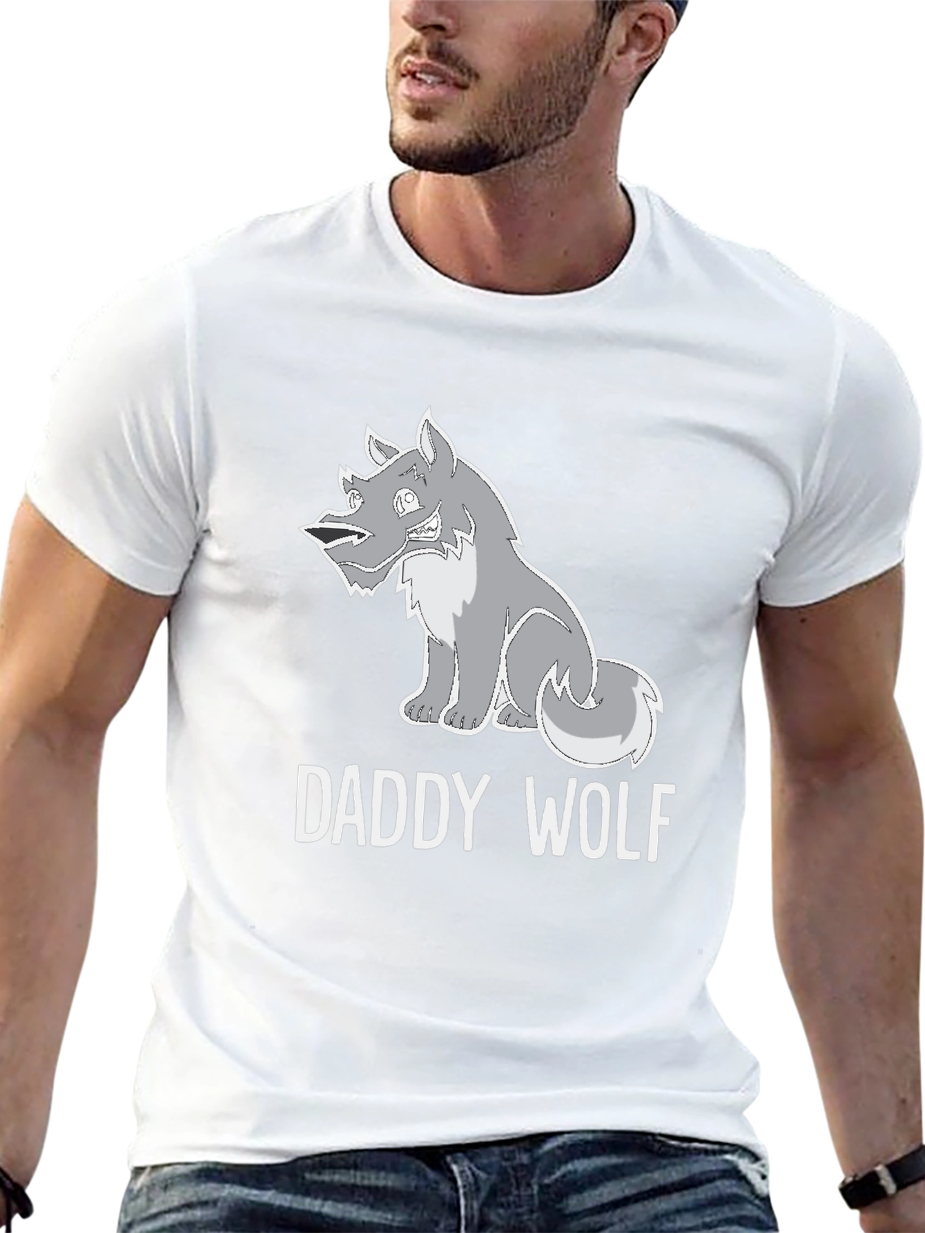 Daddy Wolf Graphic Tee - Black Cotton T-Shirt