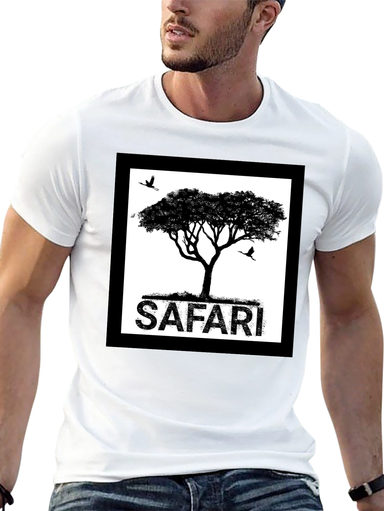 Safari Tree Graphic Black T-Shirt