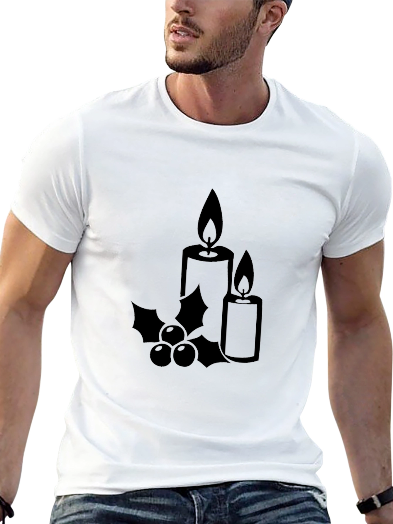 Festive Candle Graphic Tee - Holiday Spirit