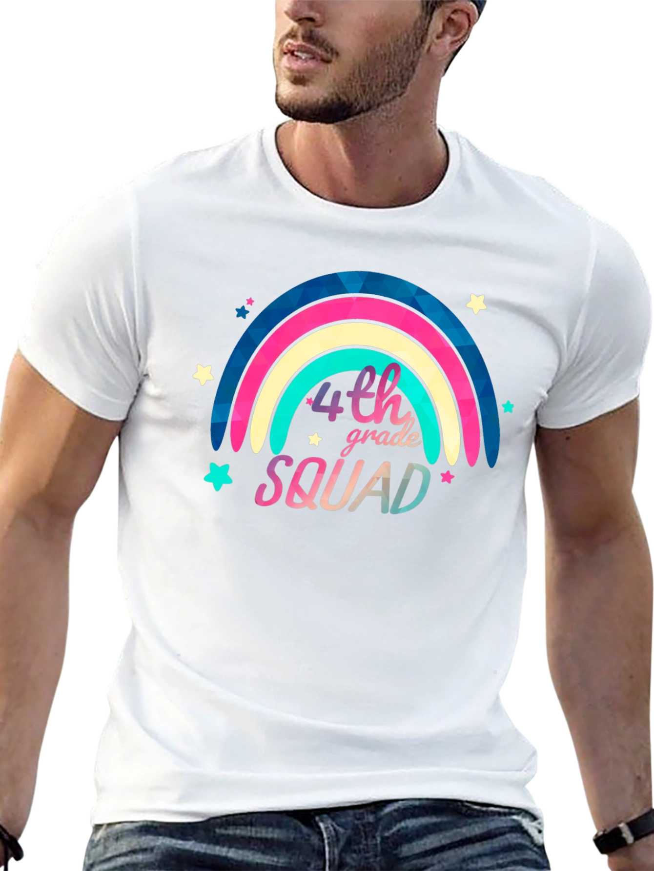 4th Grade Squad Rainbow Graphic Tee - Black