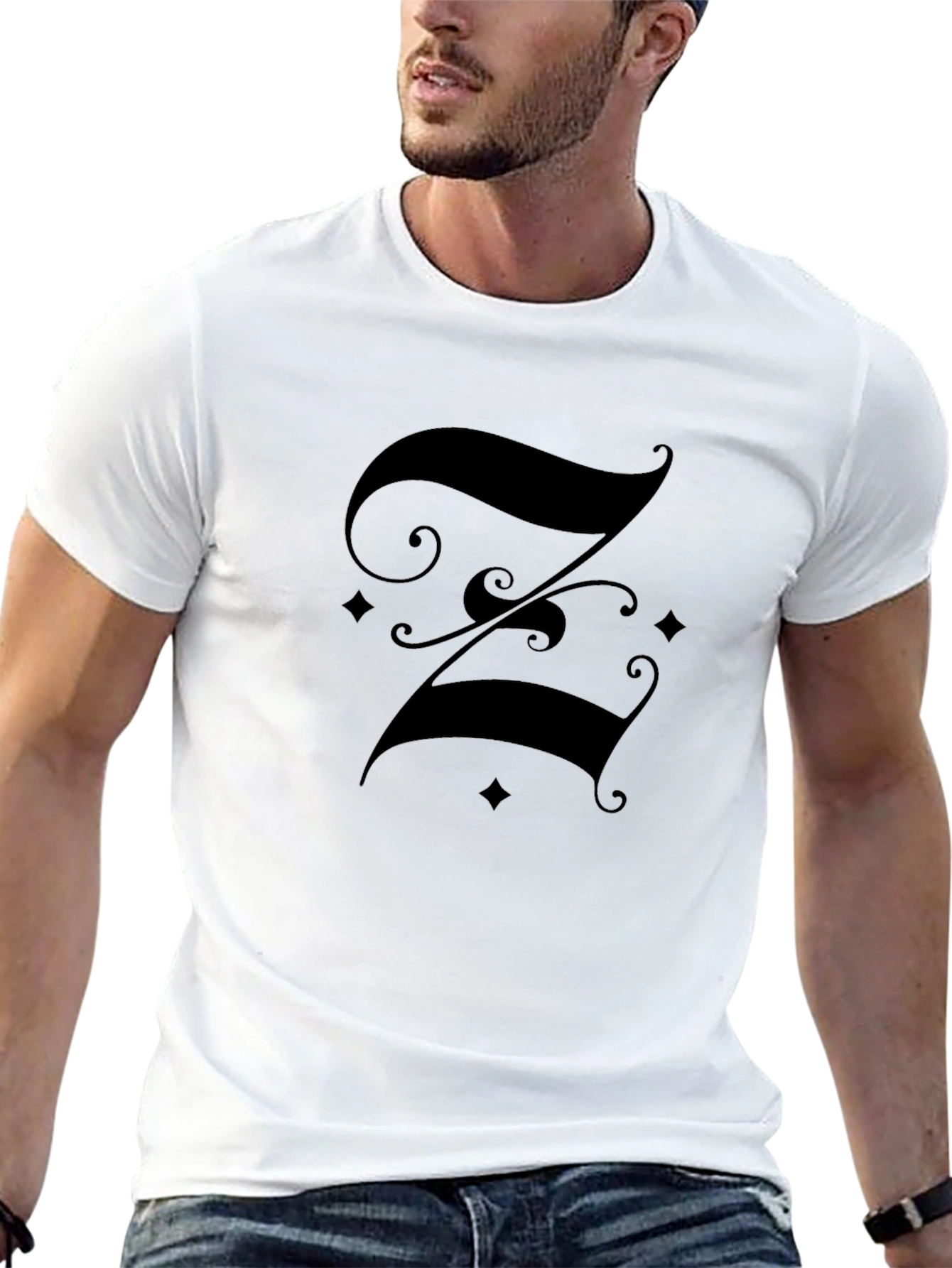 Elegant Initial Z Graphic T-Shirt - Classic Black Tee