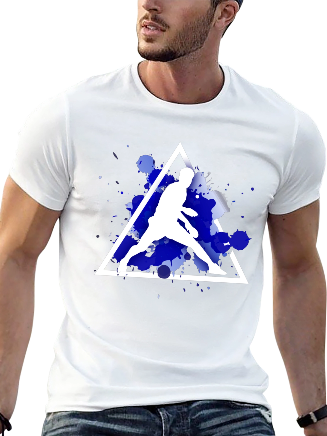 Abstract Sportsman Graphic Tee - Stylish Casual Wear