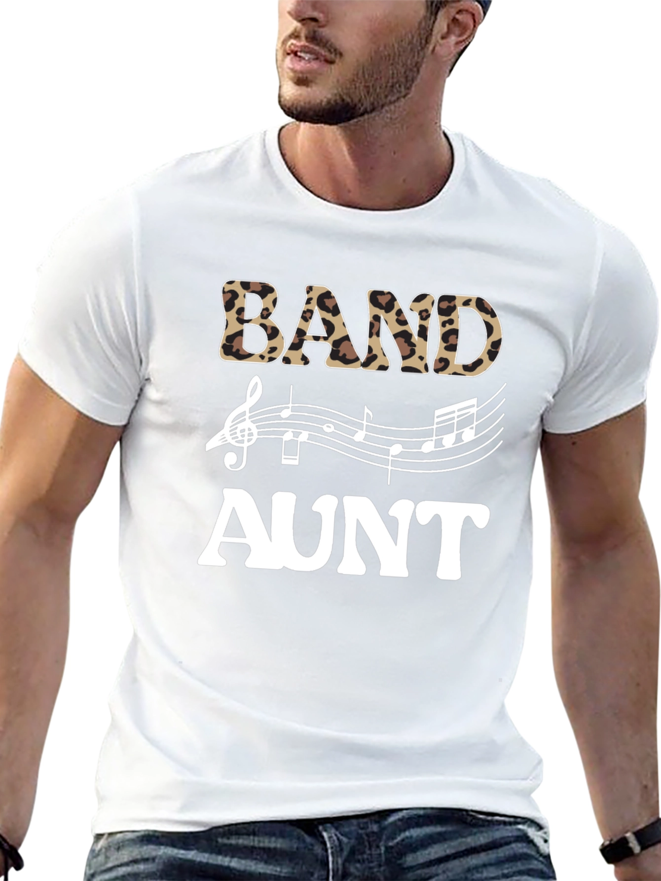 Band Aunt Leopard Print Music T-Shirt