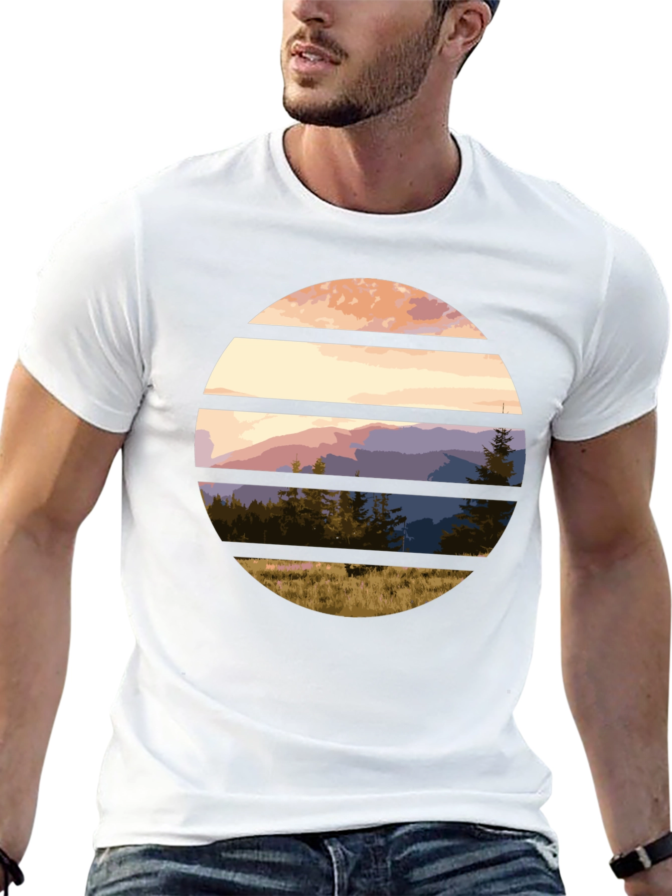 Scenic Mountain Sunset Graphic Tee