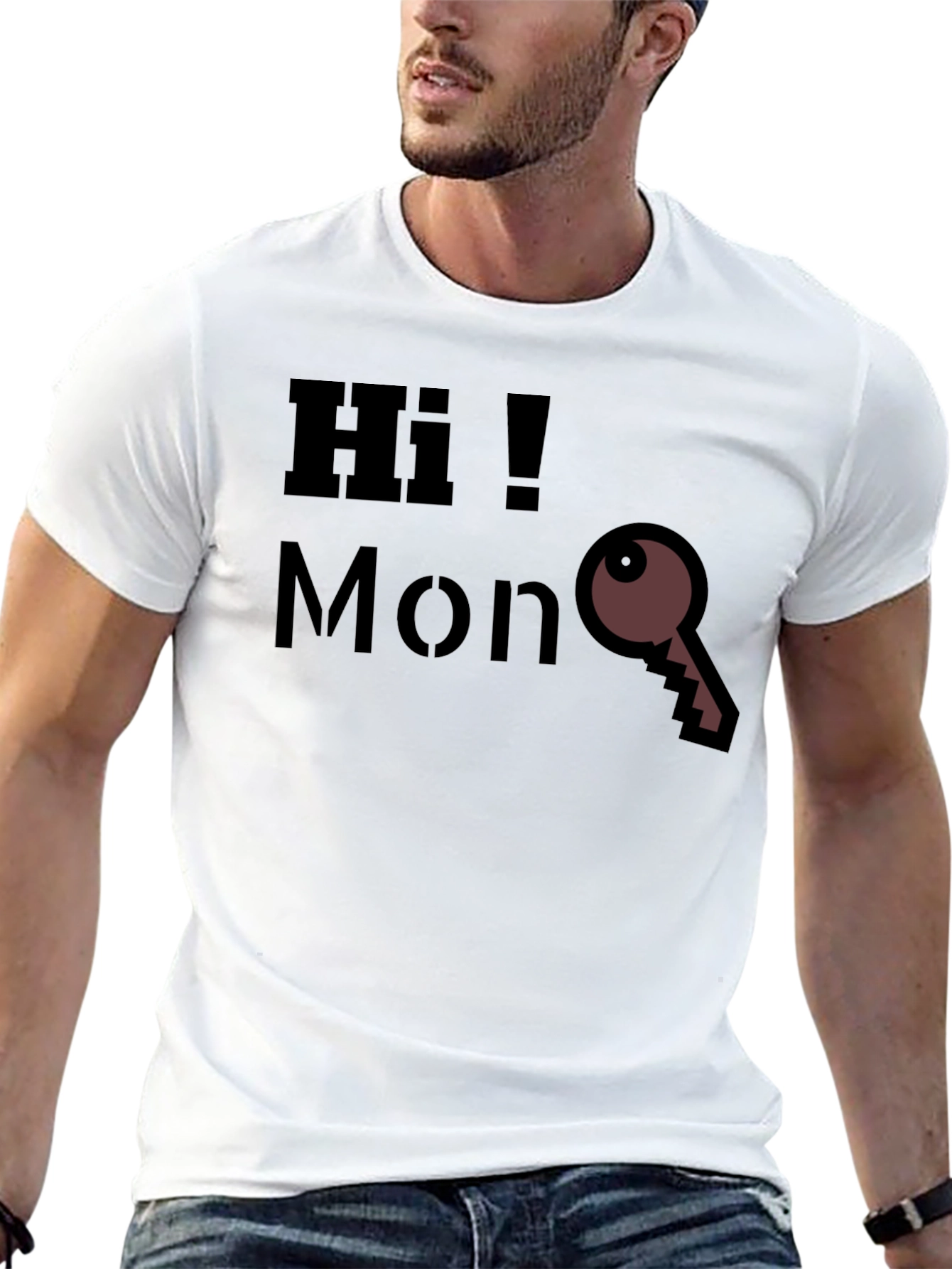 Hi MonKey Graphic T-Shirt - Casual Black Tee