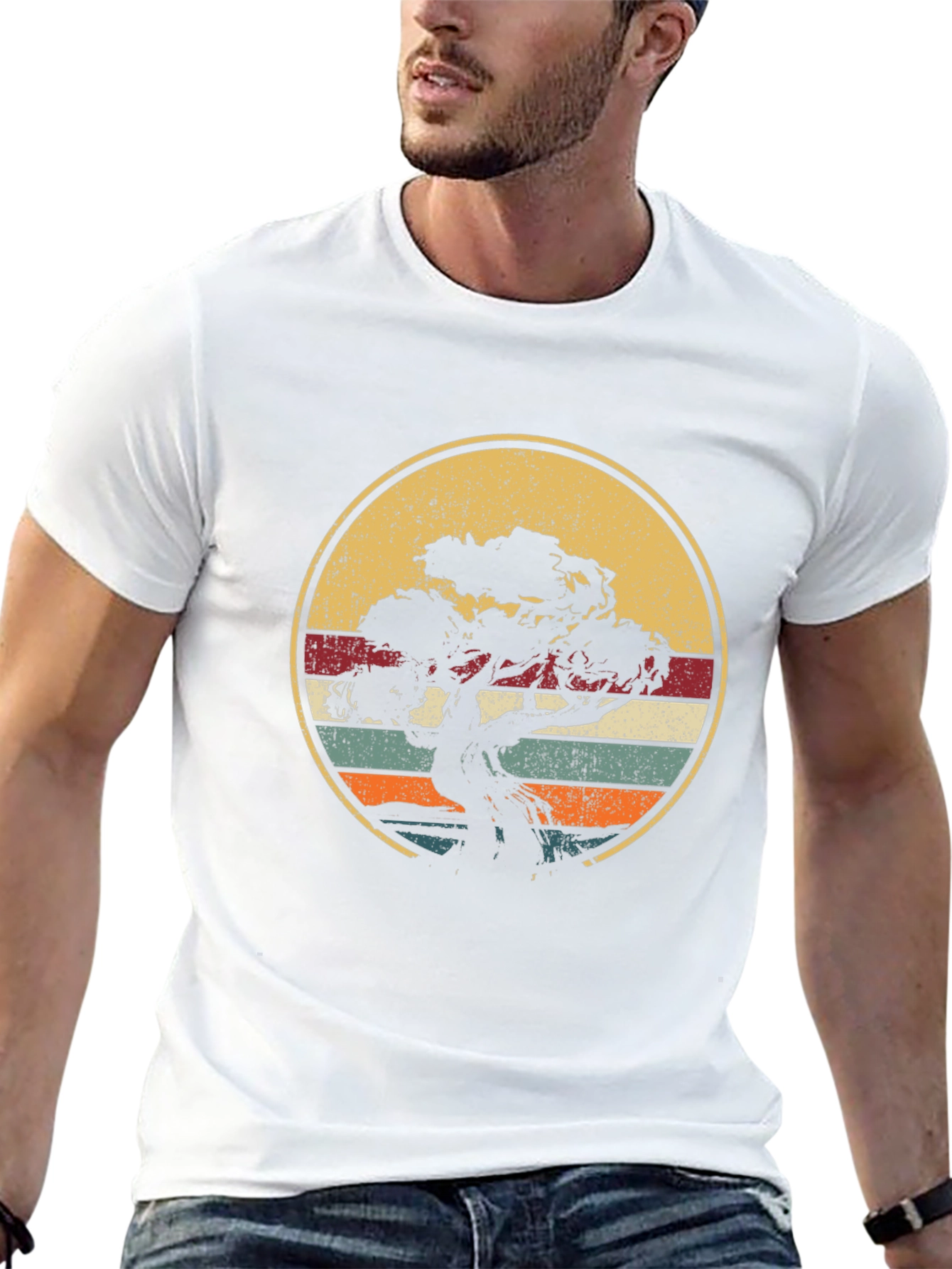 Bonsai Tree Retro Sunset T-Shirt