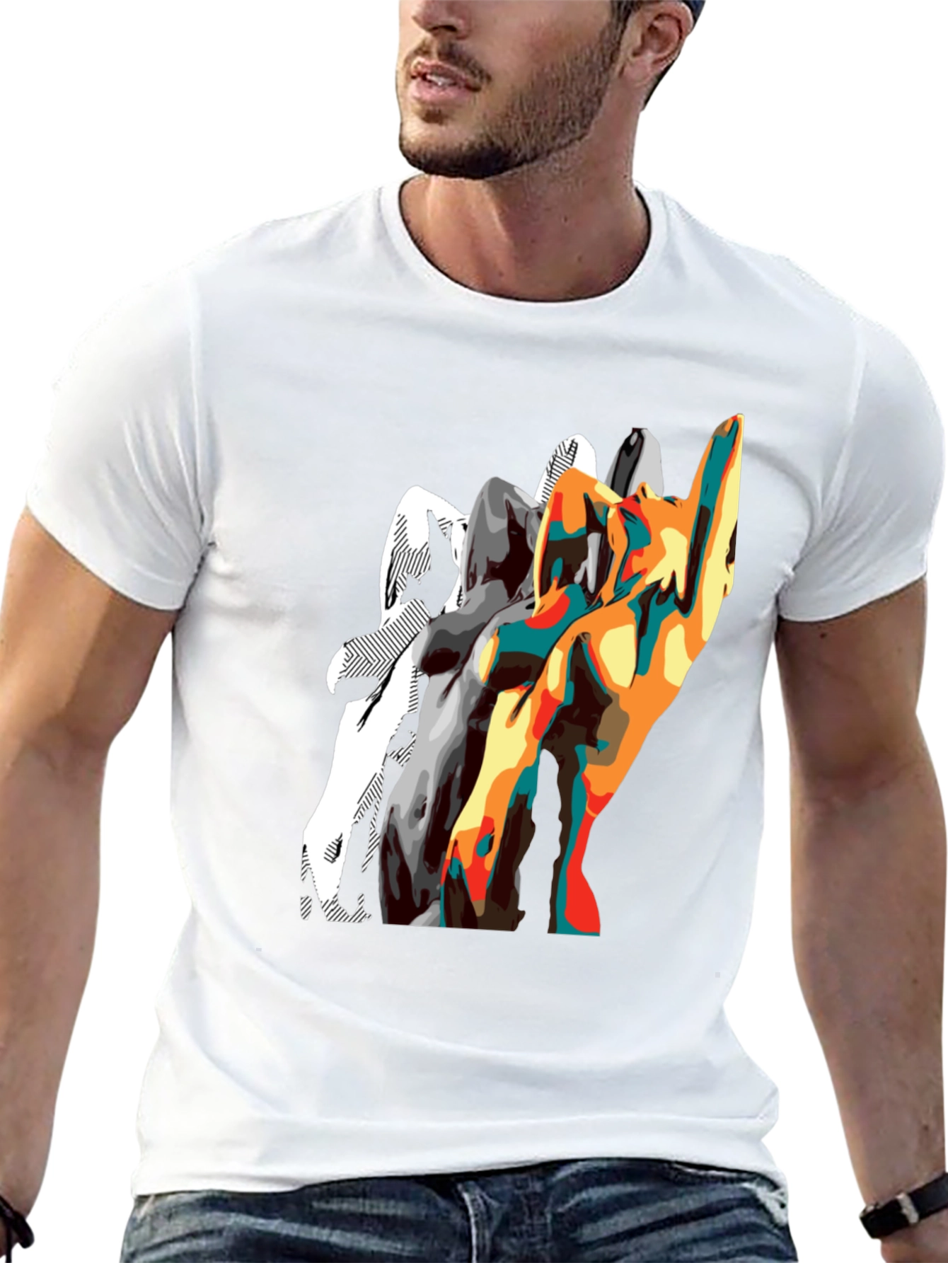 Abstract Silhouette Graphic Mens Black T-Shirt