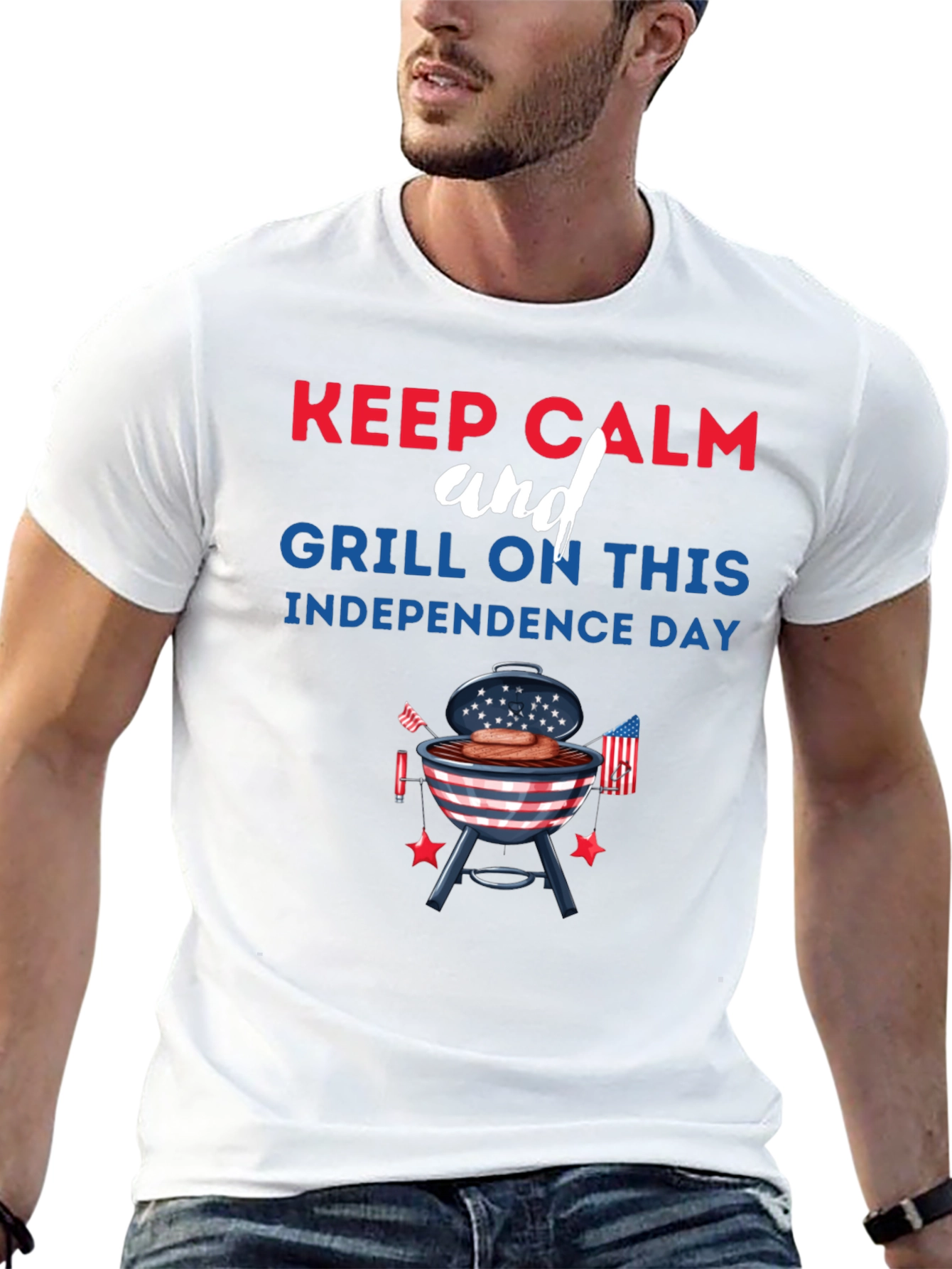 Keep Calm Grill On Independence Day T-Shirt