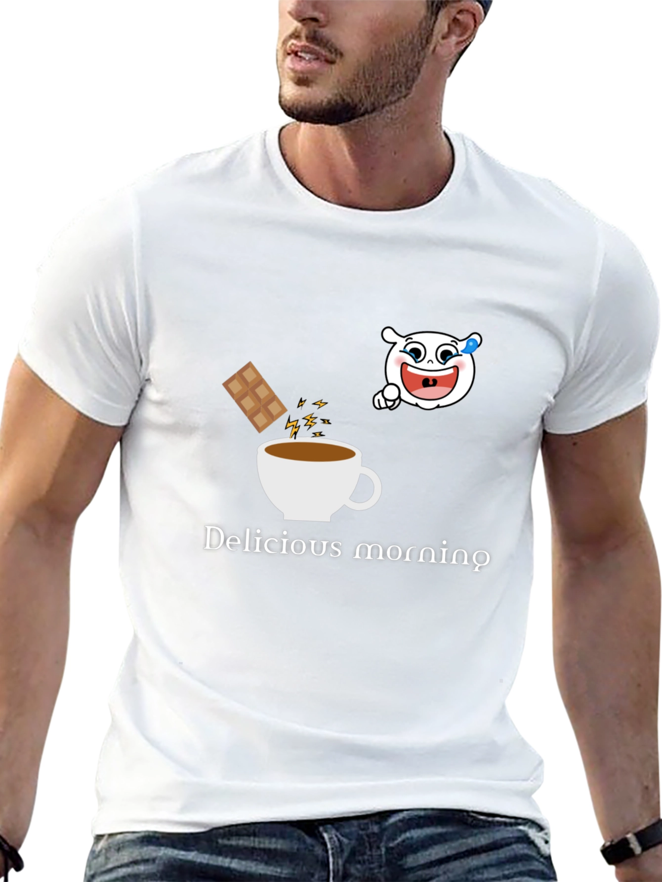 Delicious Morning Graphic Tee - Black Cotton Blend