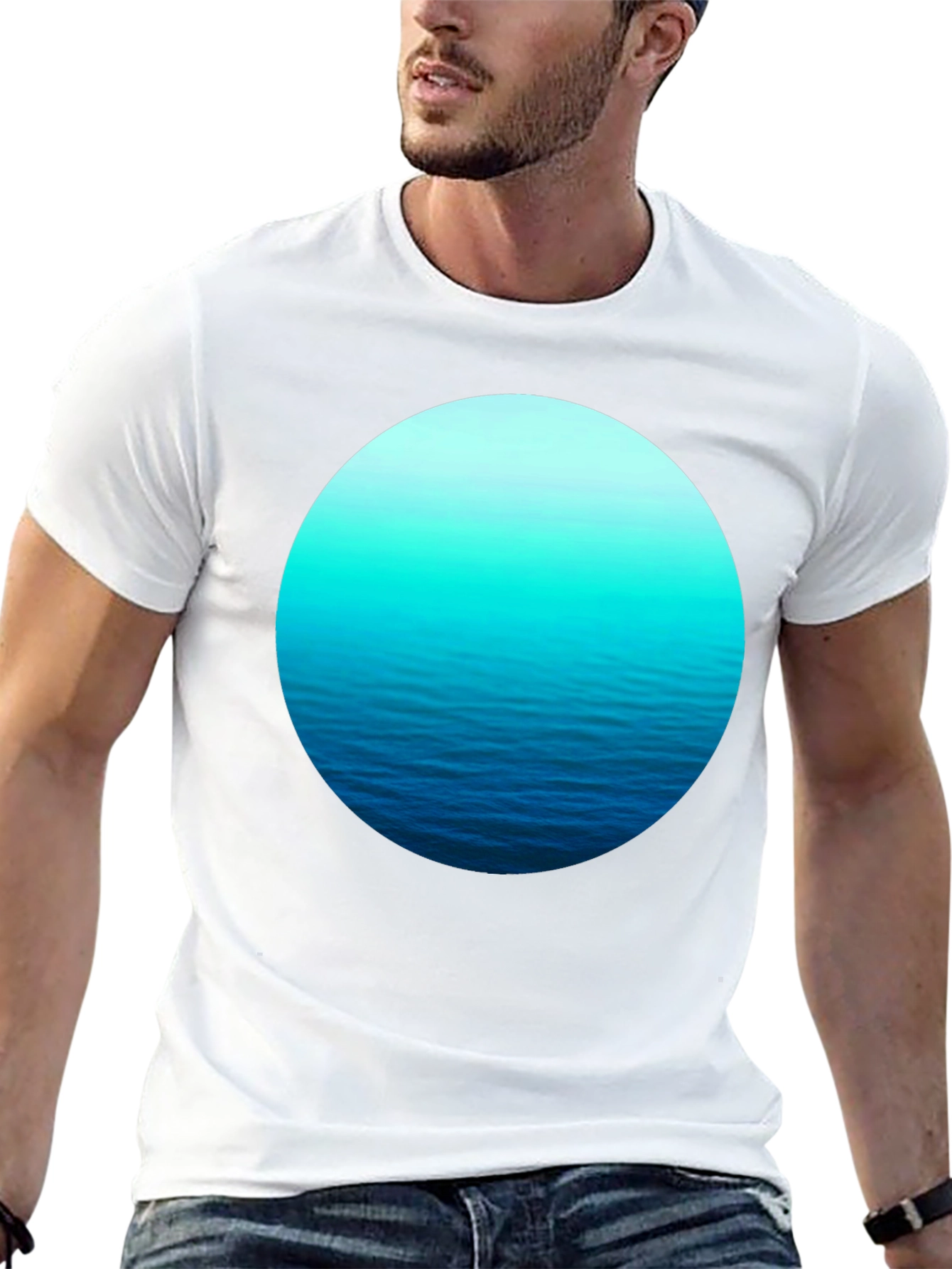 Ocean Wave Circle Graphic Black T-Shirt
