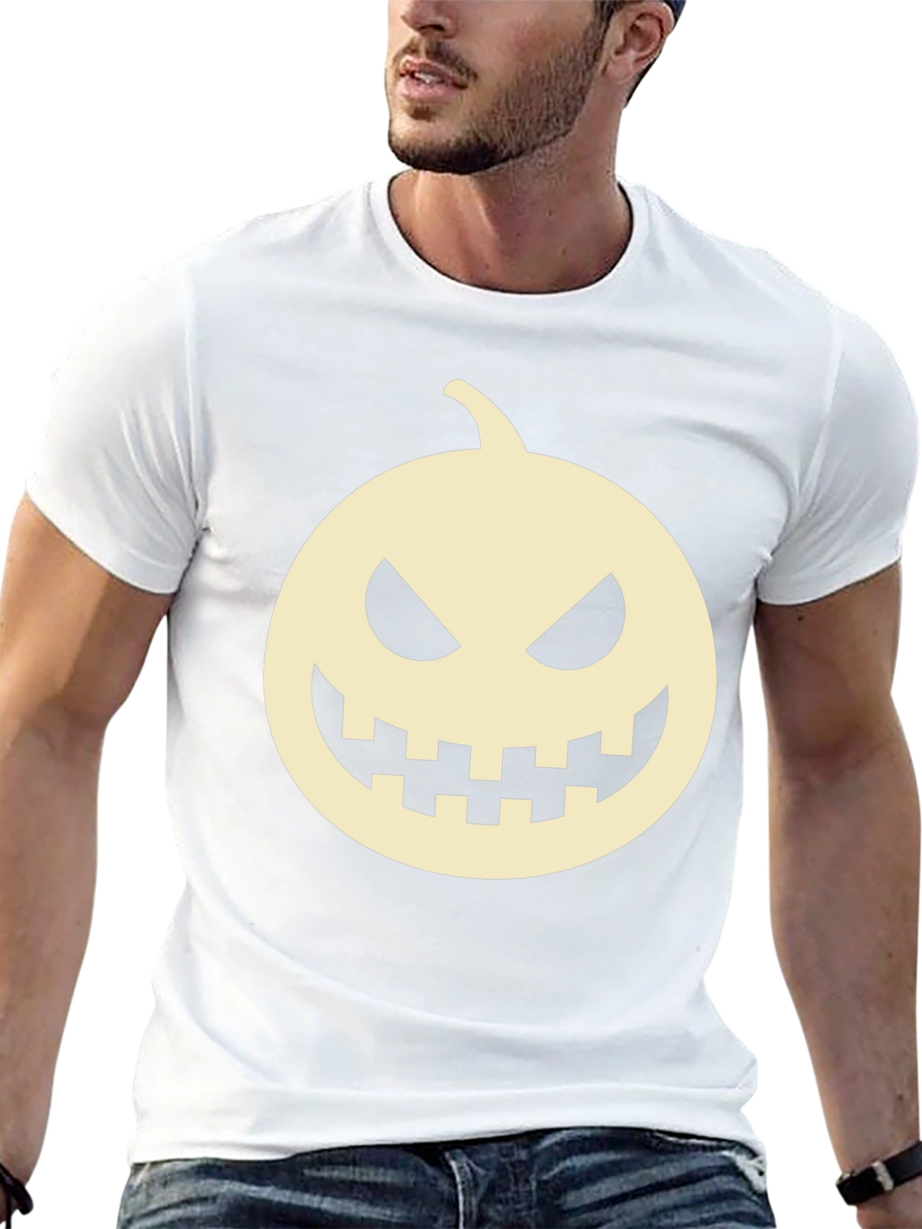 Halloween Pumpkin Face Black T-Shirt