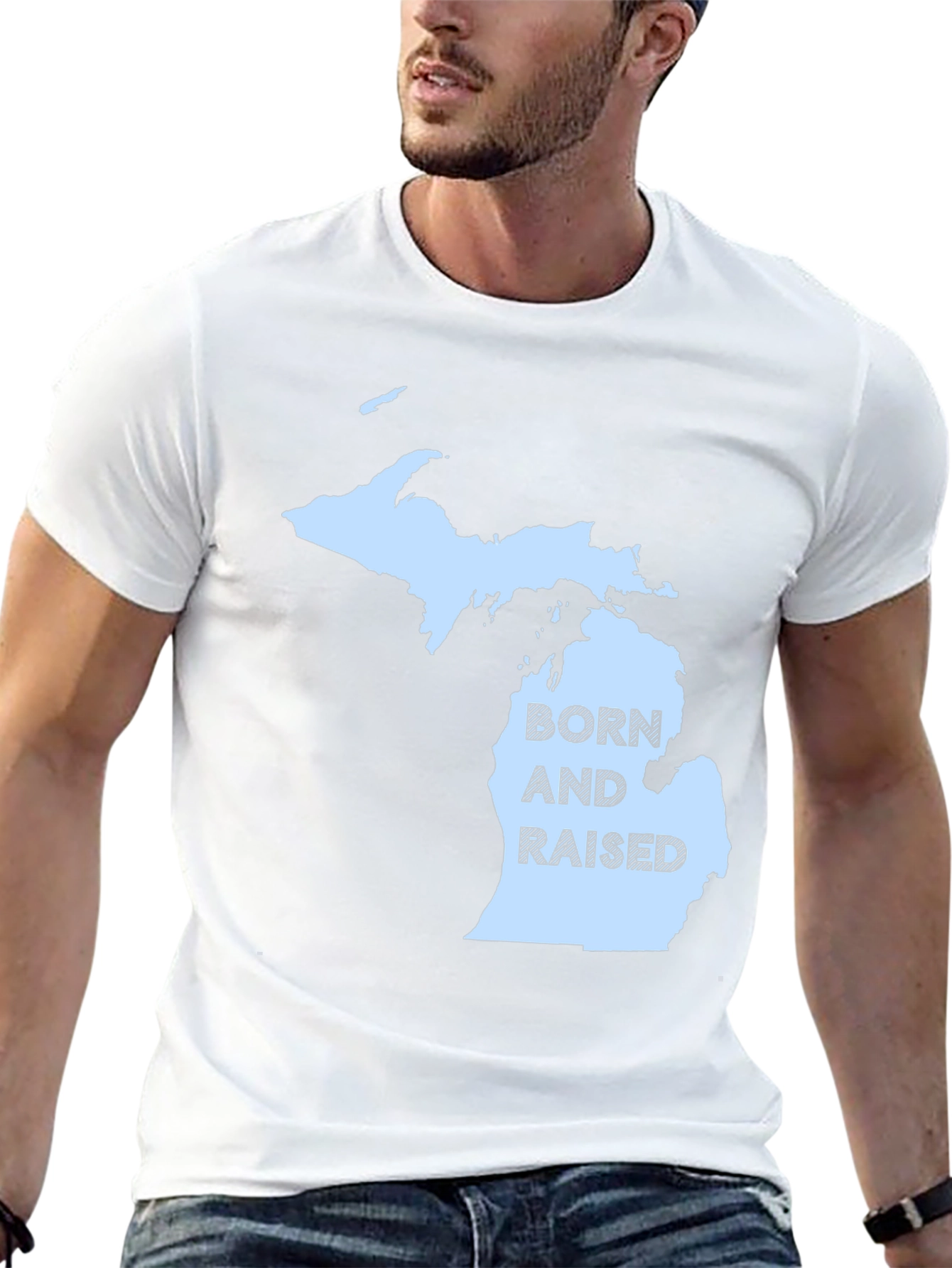 Michigan Born and Raised Black T-Shirt