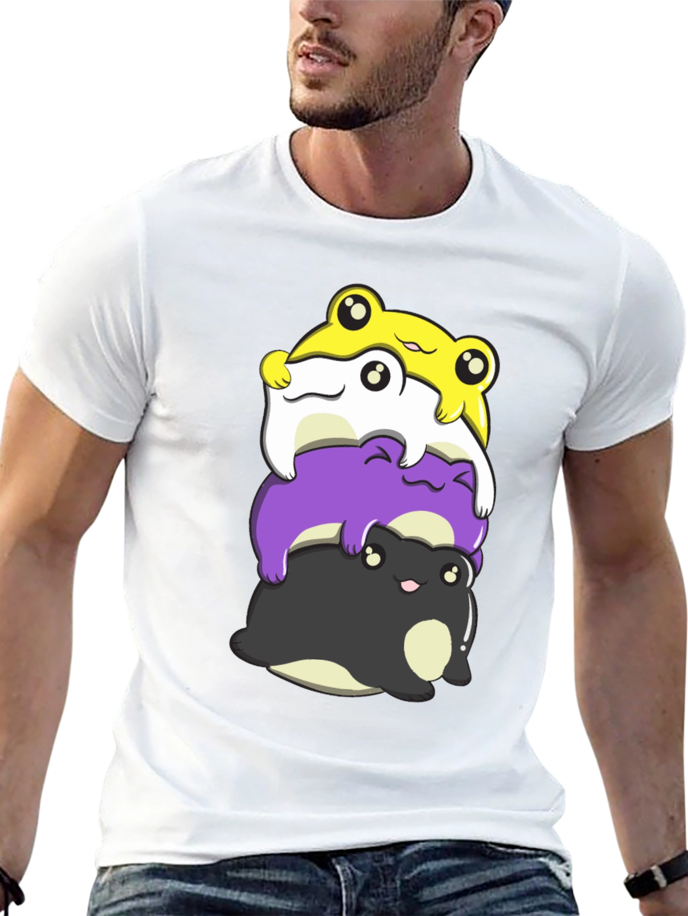 Stacked Frog Nonbinary Pride T-Shirt